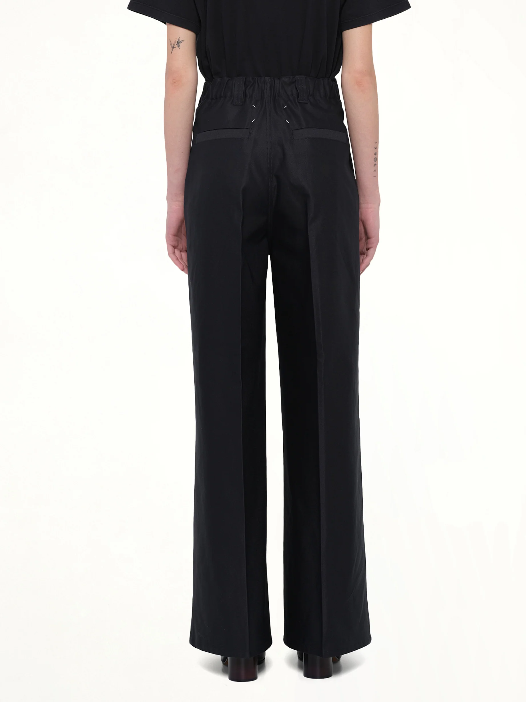 Cotton Palazzo Trouser in Black - Image 5