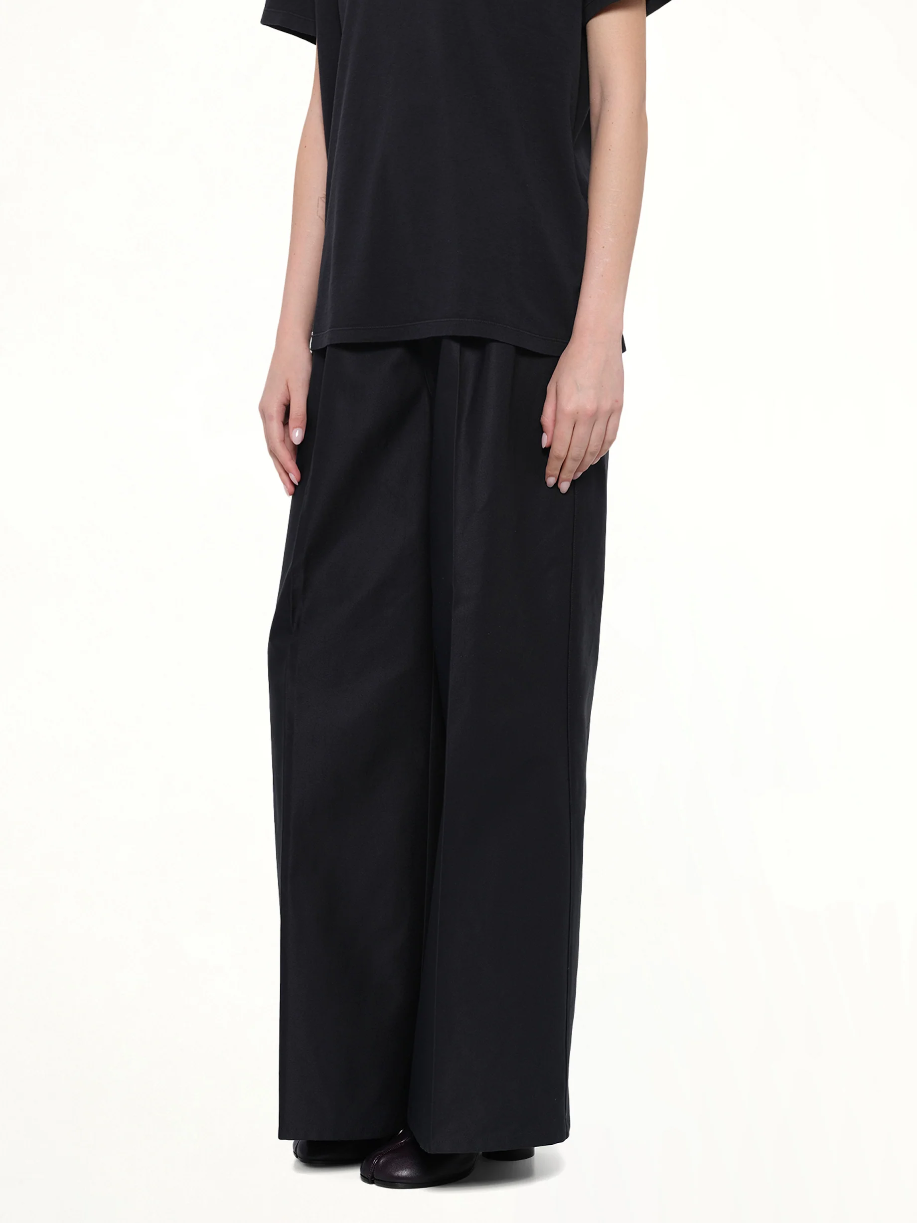 Cotton Palazzo Trouser in Black - Image 6