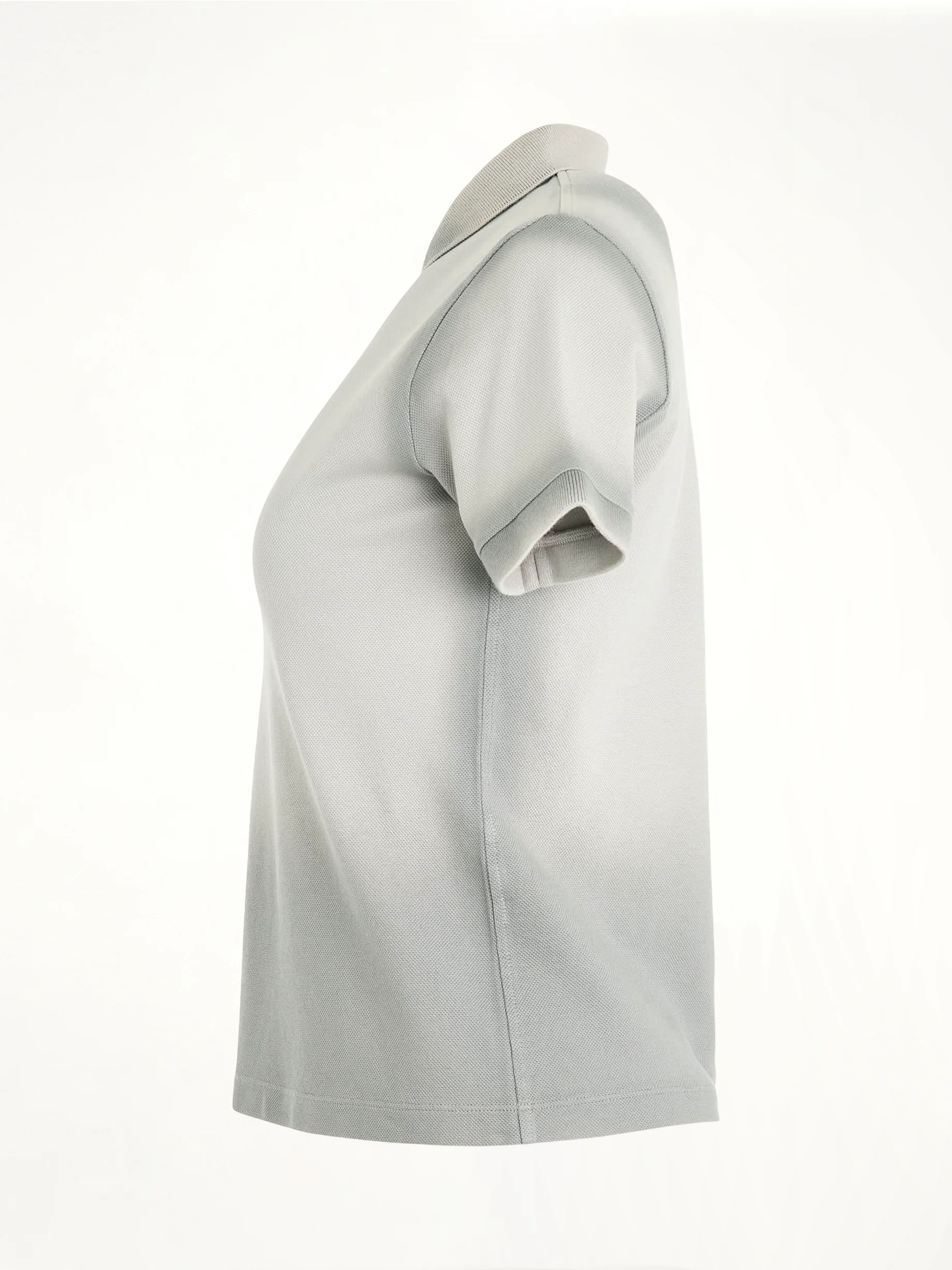 Cotton Polo Top in Cold Grey - Image 3