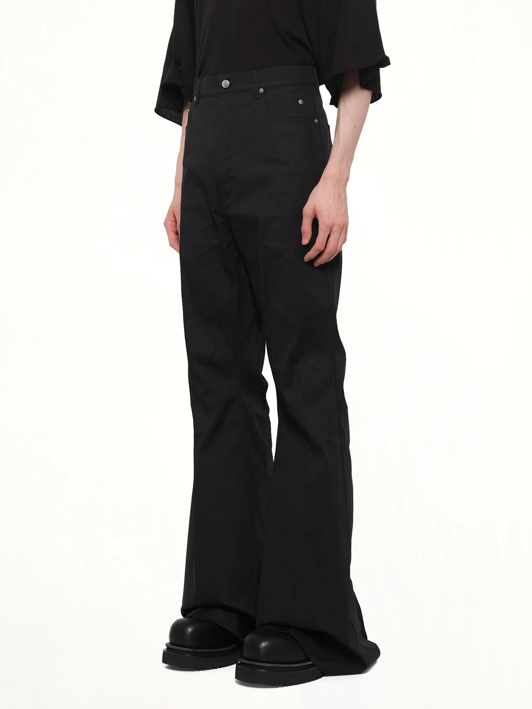 Cotton Poplin Bolan Bootcut in Black - Image 3