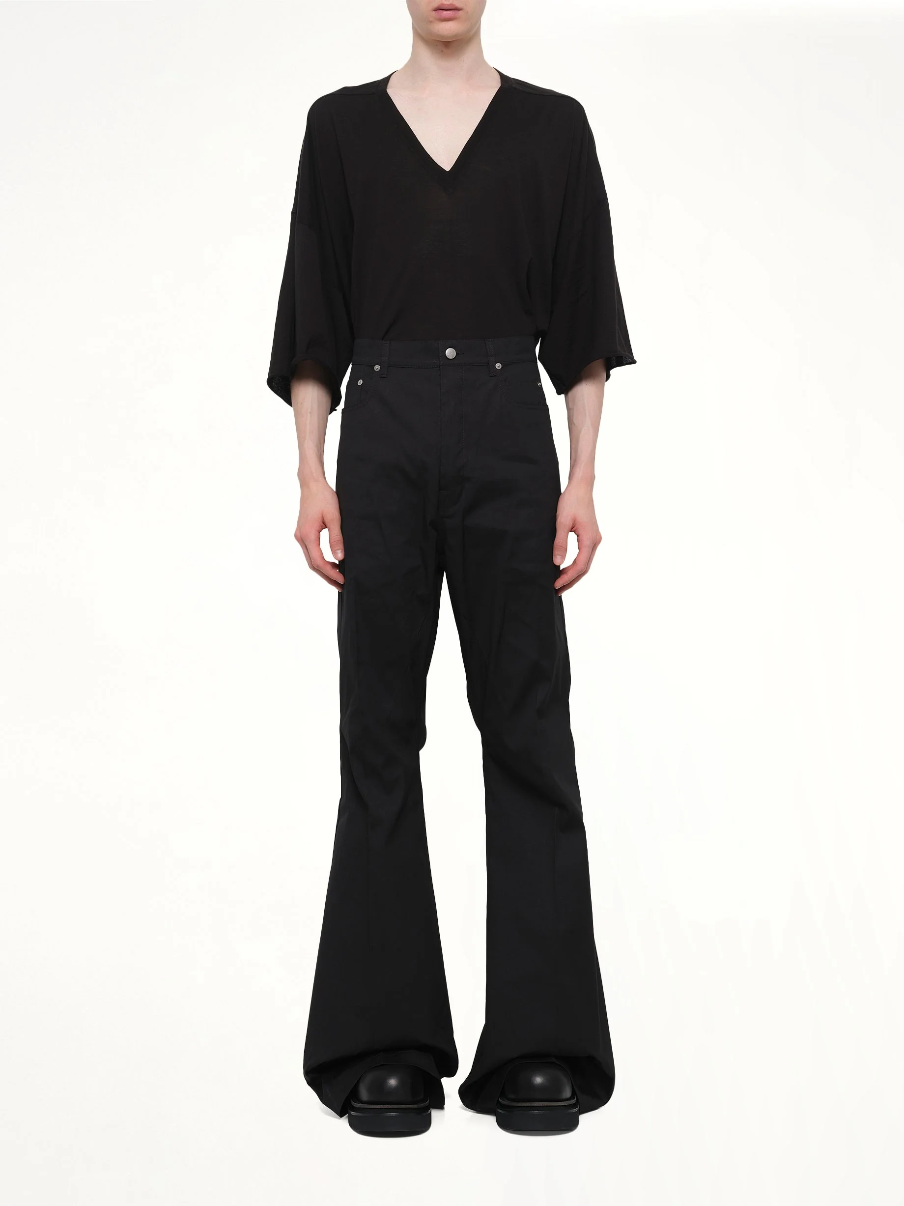 Cotton Poplin Bolan Bootcut in Black - Image 7