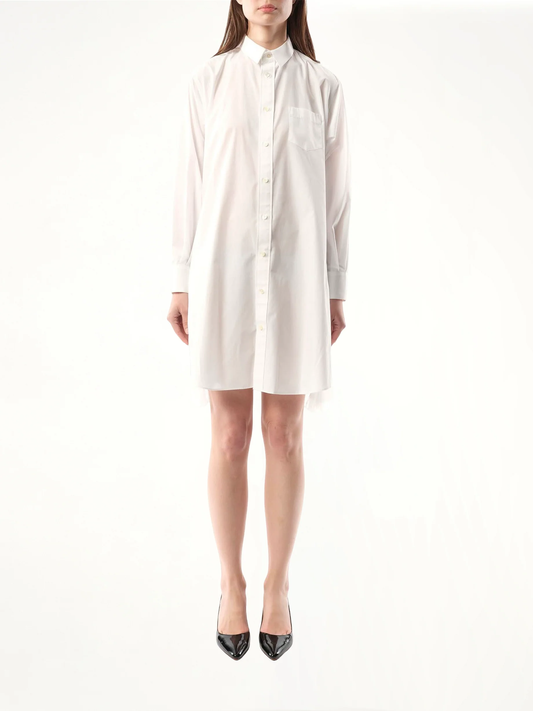 Cotton Poplin Dress in Off White - Image 4