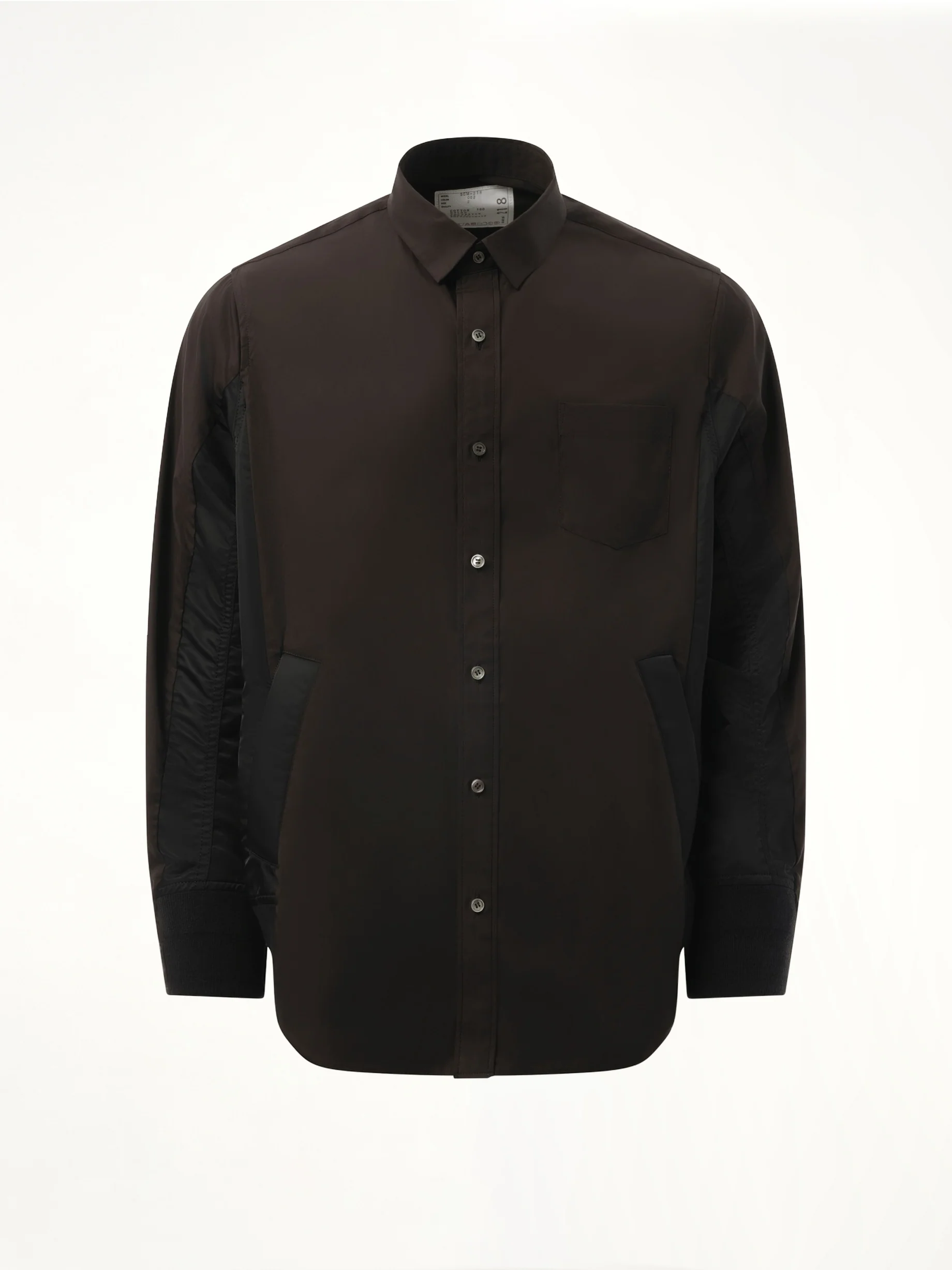 Cotton Poplin Nylon Shirt in Black - Image 2