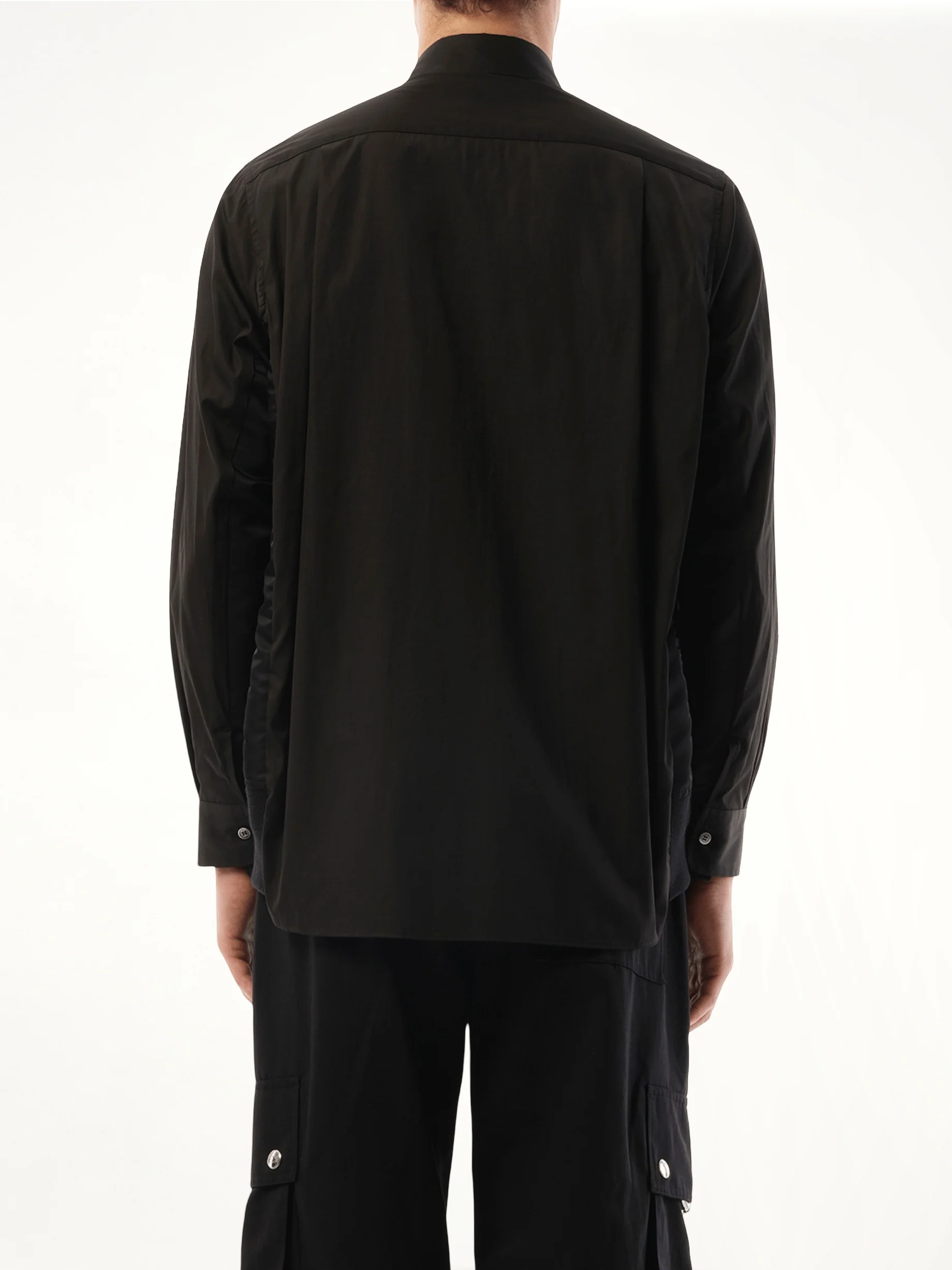 Cotton Poplin Nylon Shirt in Black - Image 6