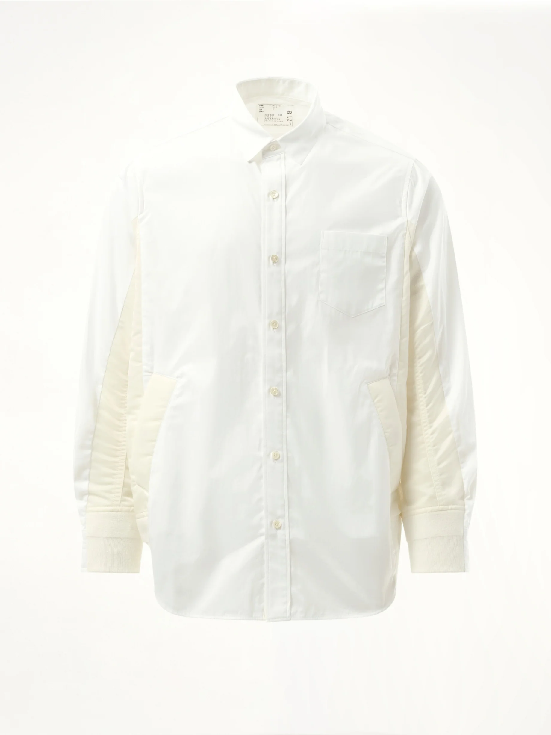 Cotton Poplin Nylon Shirt in Off White - Image 2