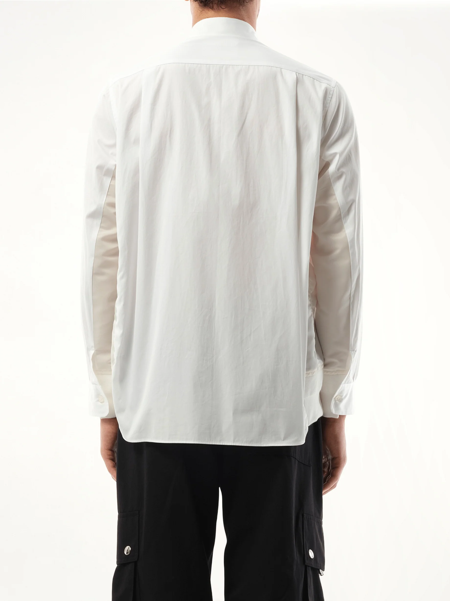 Cotton Poplin Nylon Shirt in Off White - Image 6