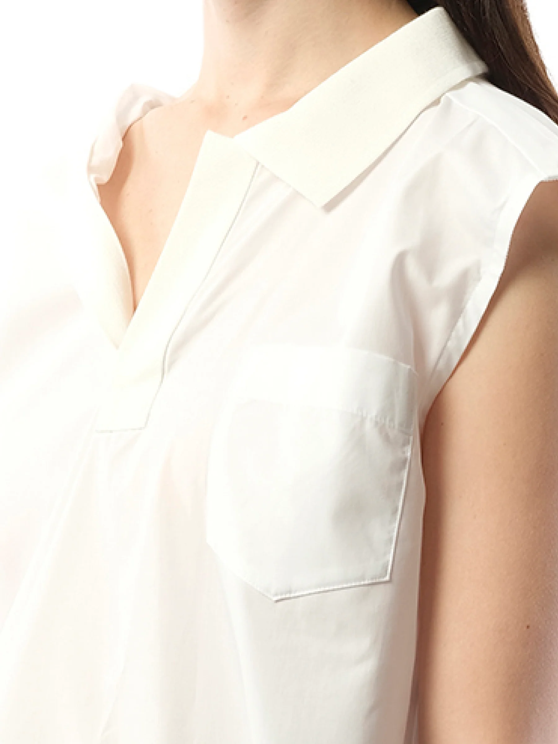 Cotton Poplin Polo Shirt in Off White - Image 3