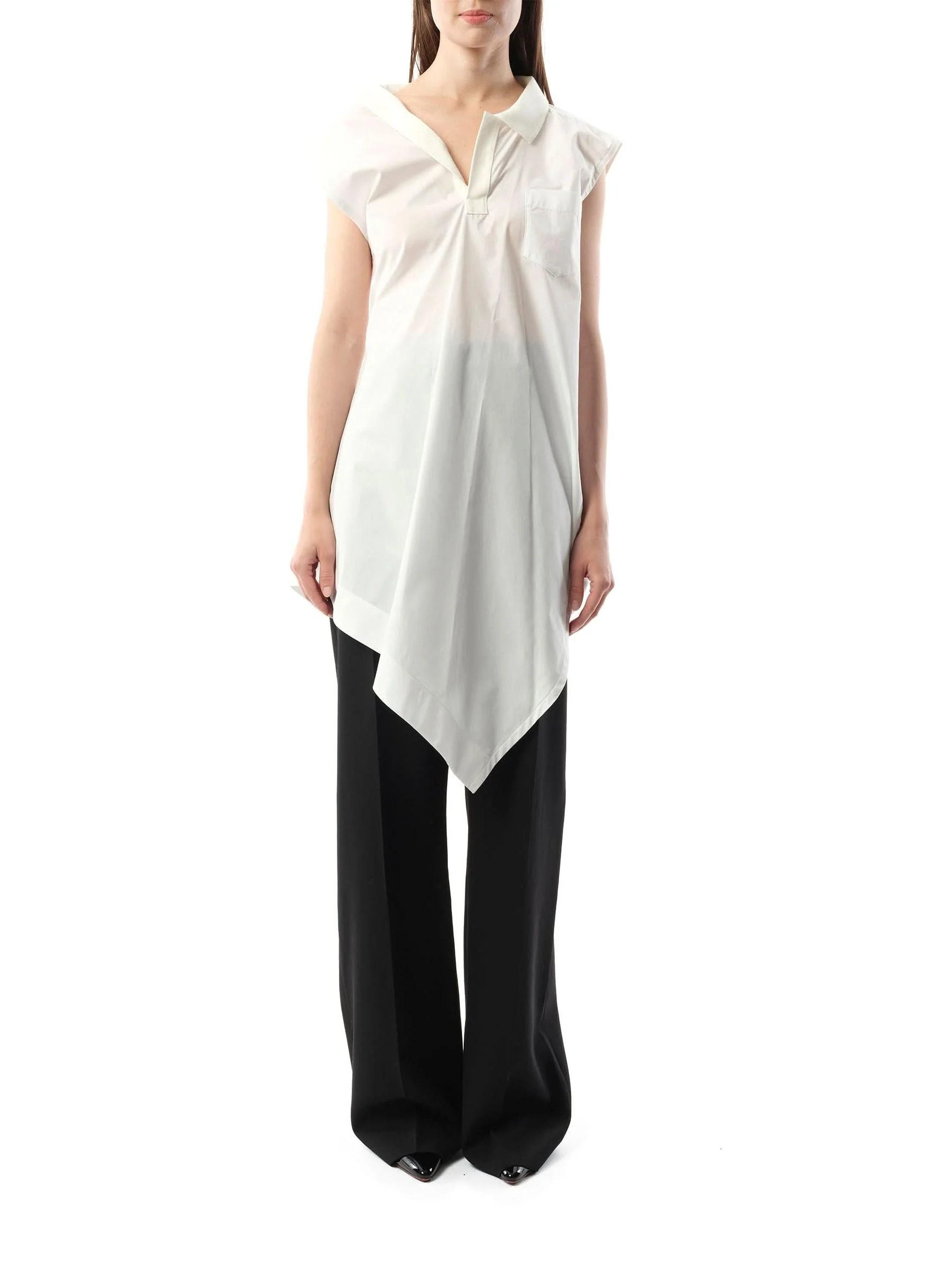 Cotton Poplin Polo Shirt in Off White - Image 4