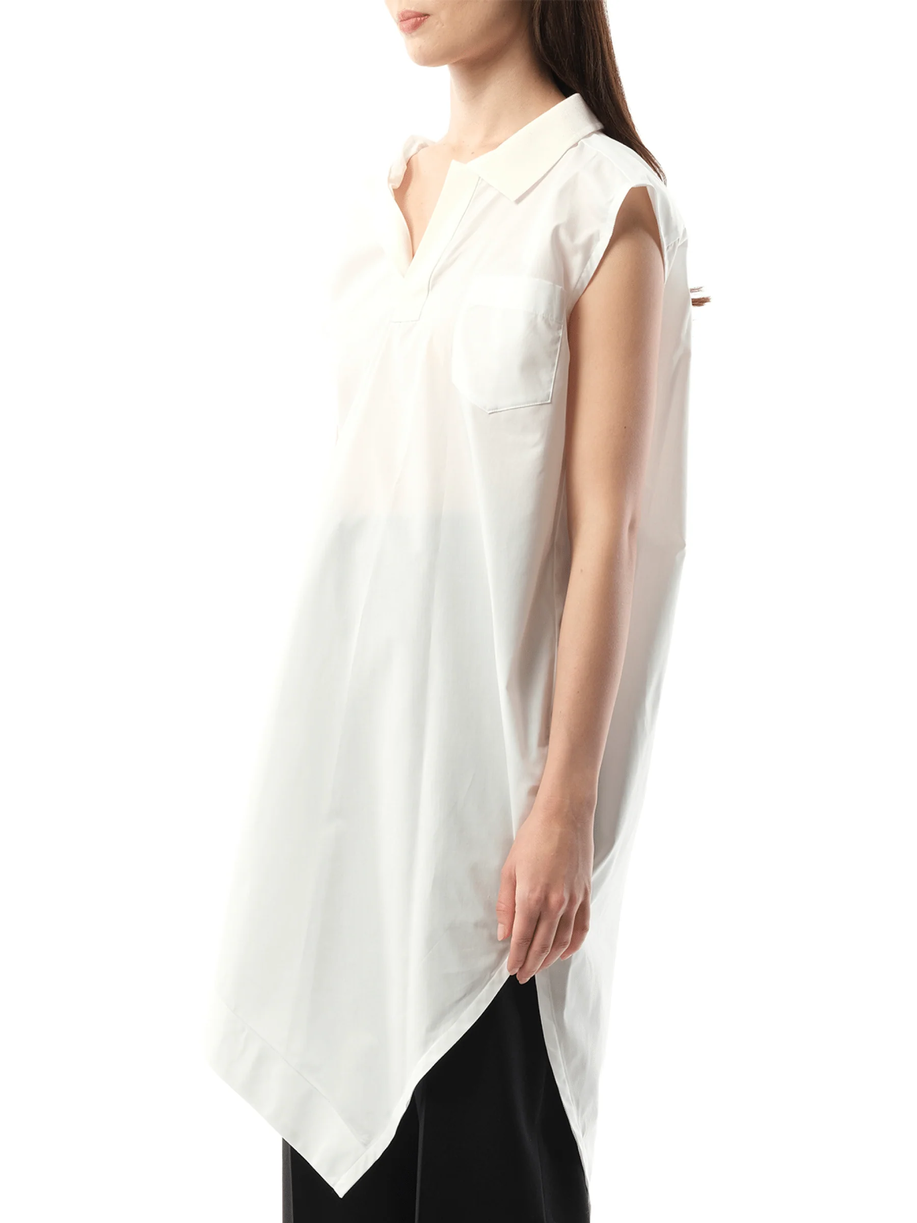 Cotton Poplin Polo Shirt in Off White - Image 5