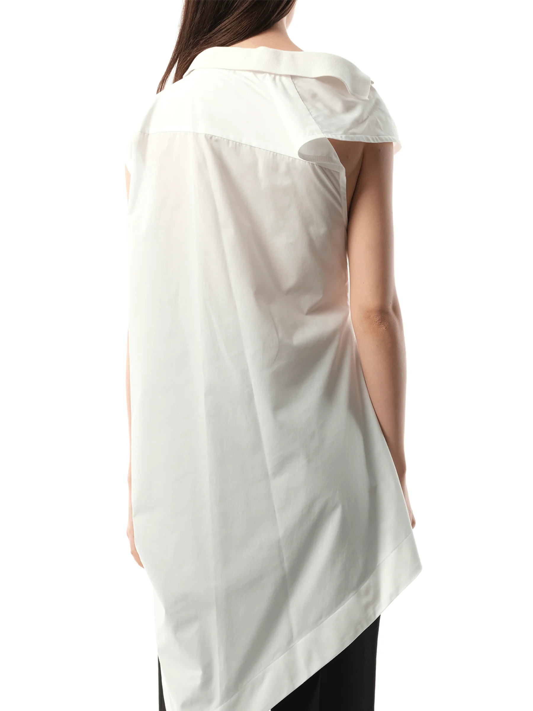 Cotton Poplin Polo Shirt in Off White - Image 6