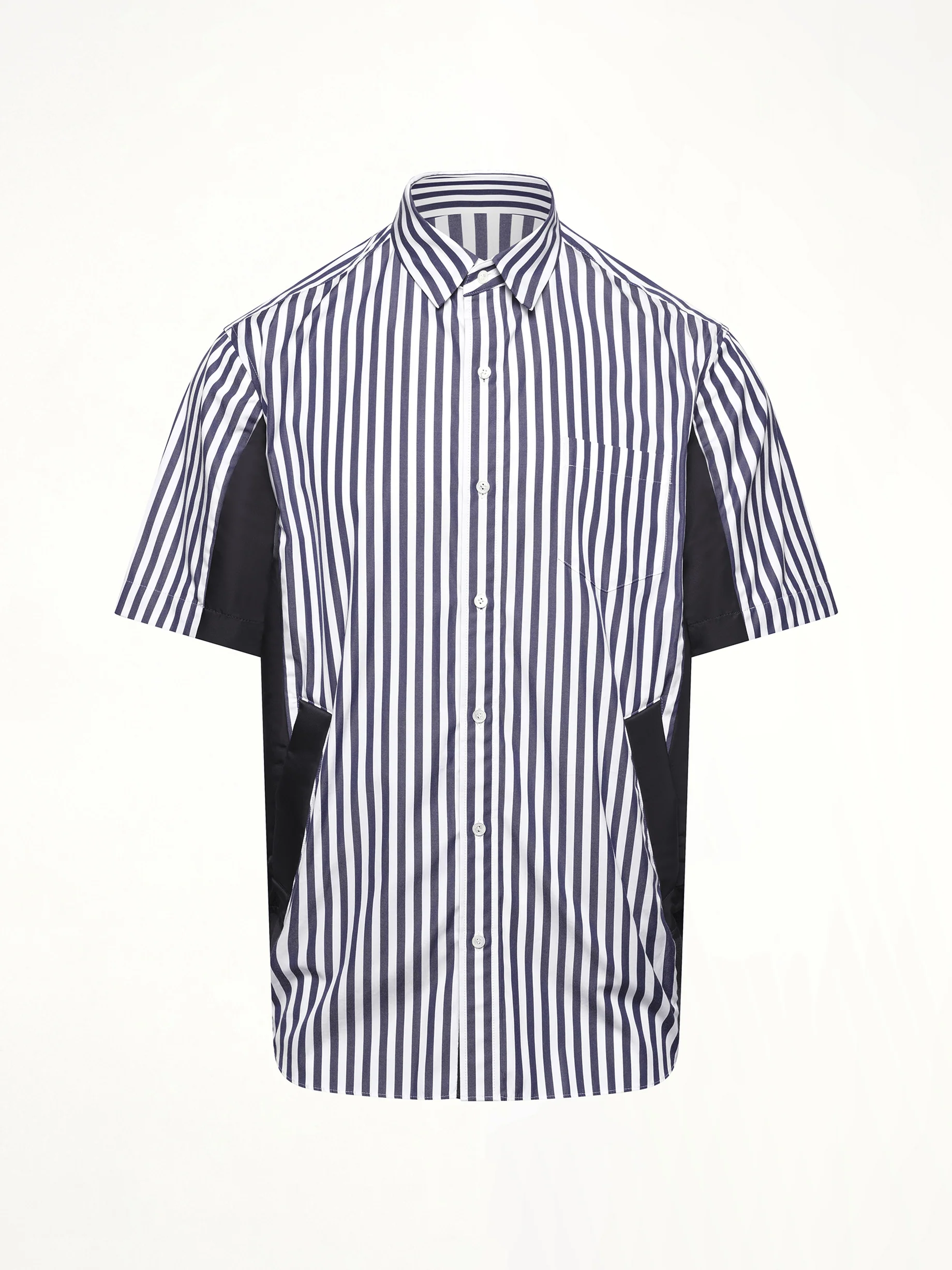 Cotton Poplin Shirt in Navy Stripe/Navy - Image 2