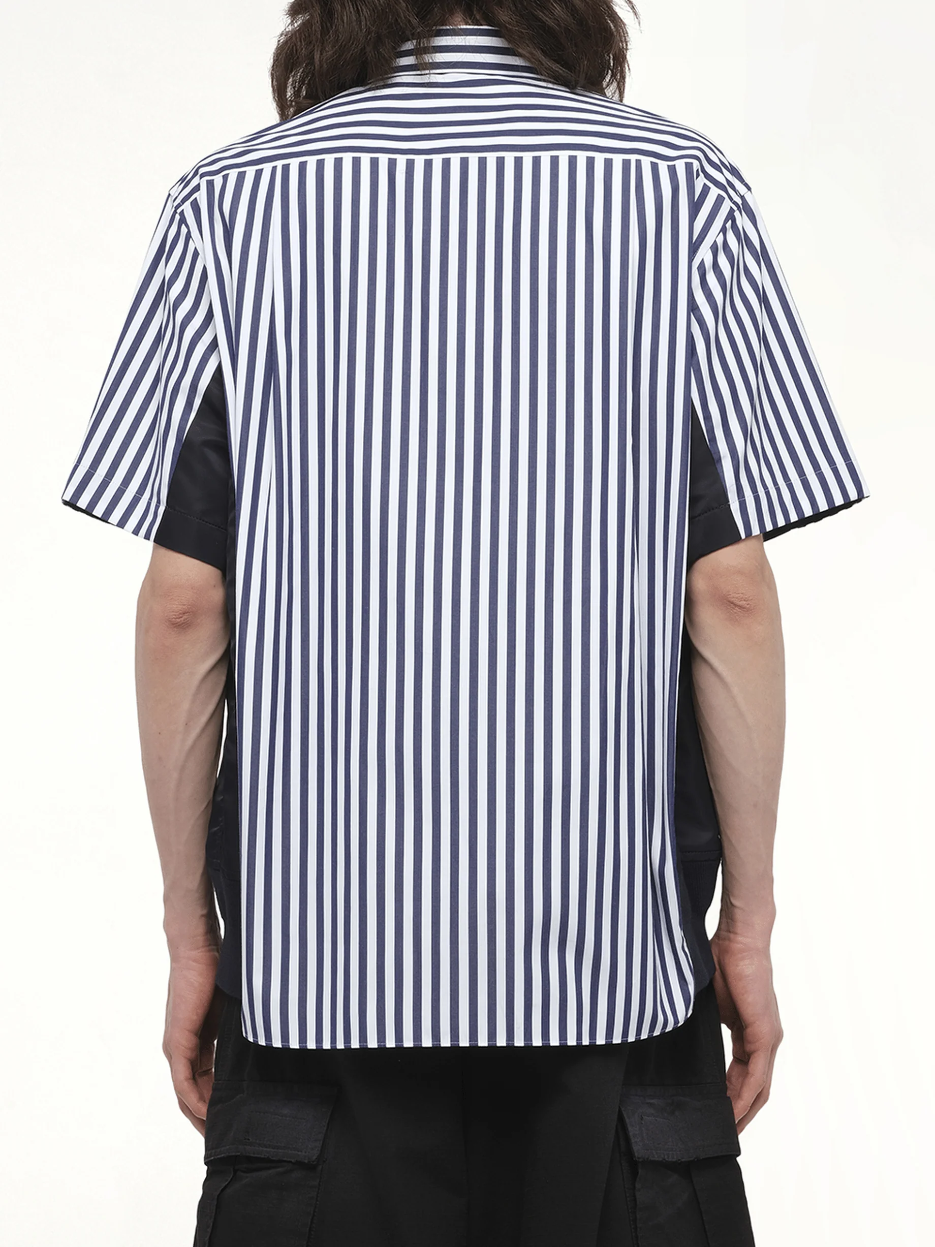 Cotton Poplin Shirt in Navy Stripe/Navy - Image 6