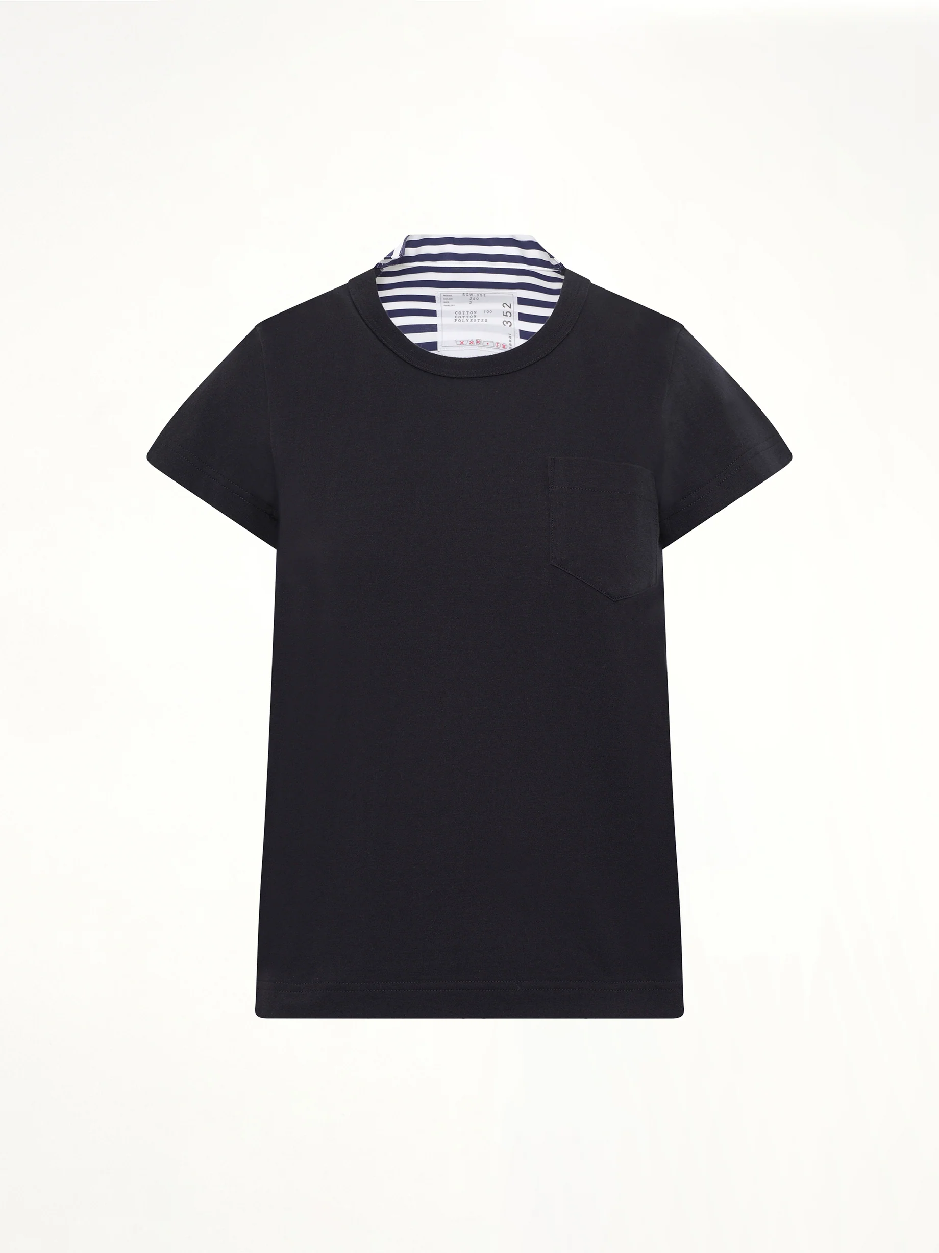 Cotton Poplin x Cotton Jersey T-Shirt in Navy - Image 2