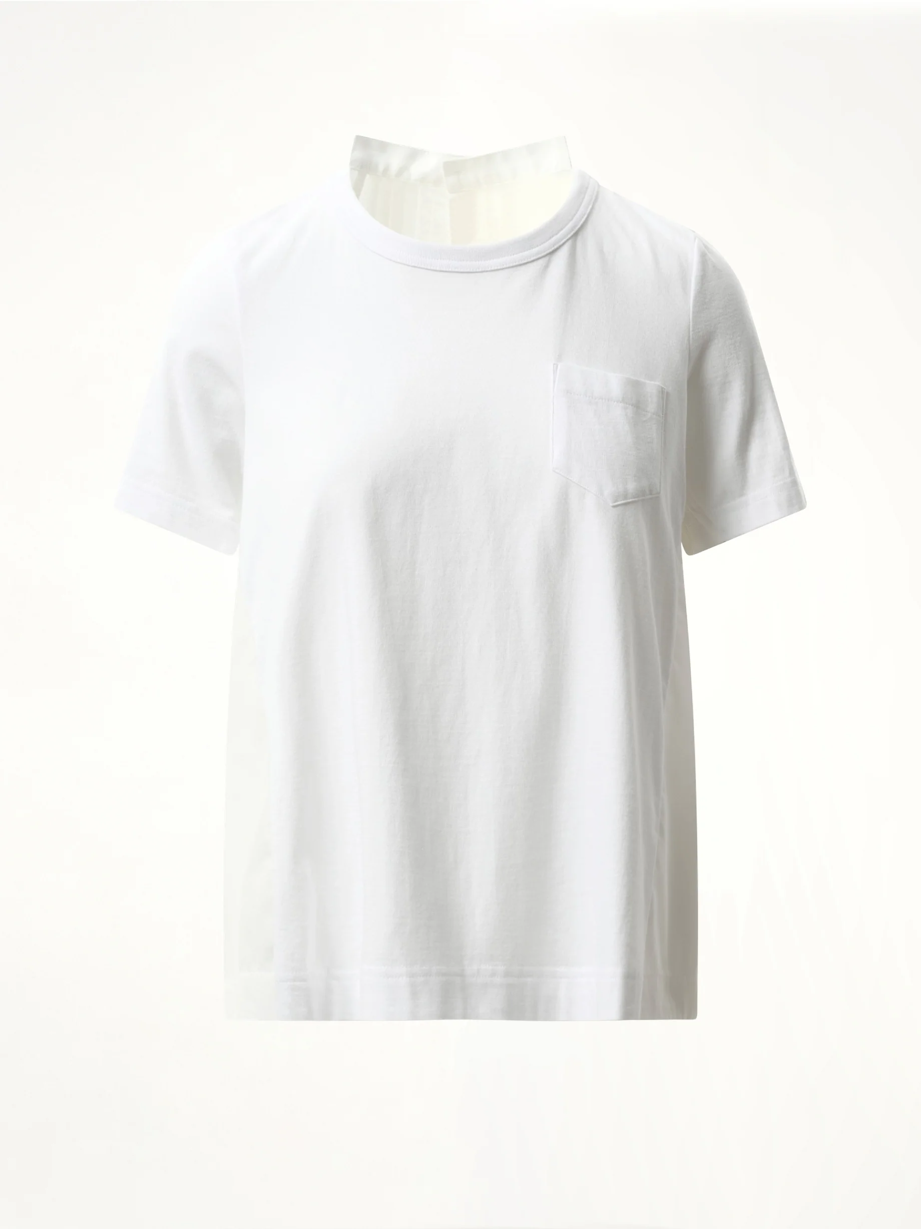 Cotton Poplin x Cotton Jersey T-Shirt in White/Off White - Image 2