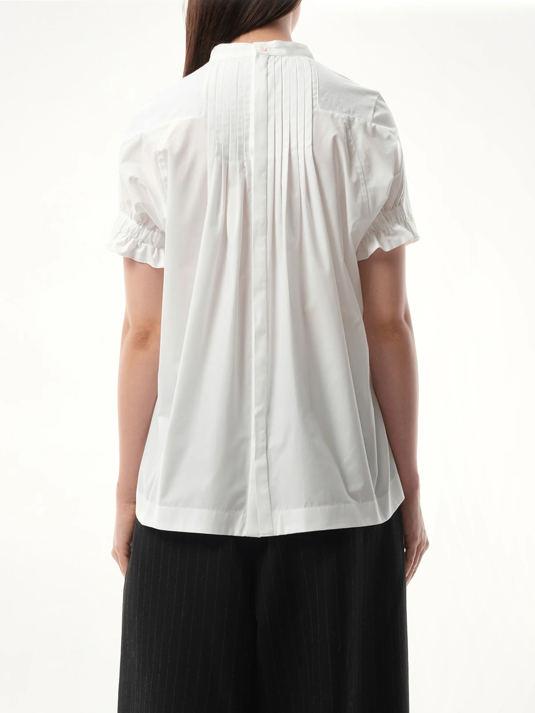 Cotton Poplin x Cotton Jersey T-Shirt in White/Off White - Image 6