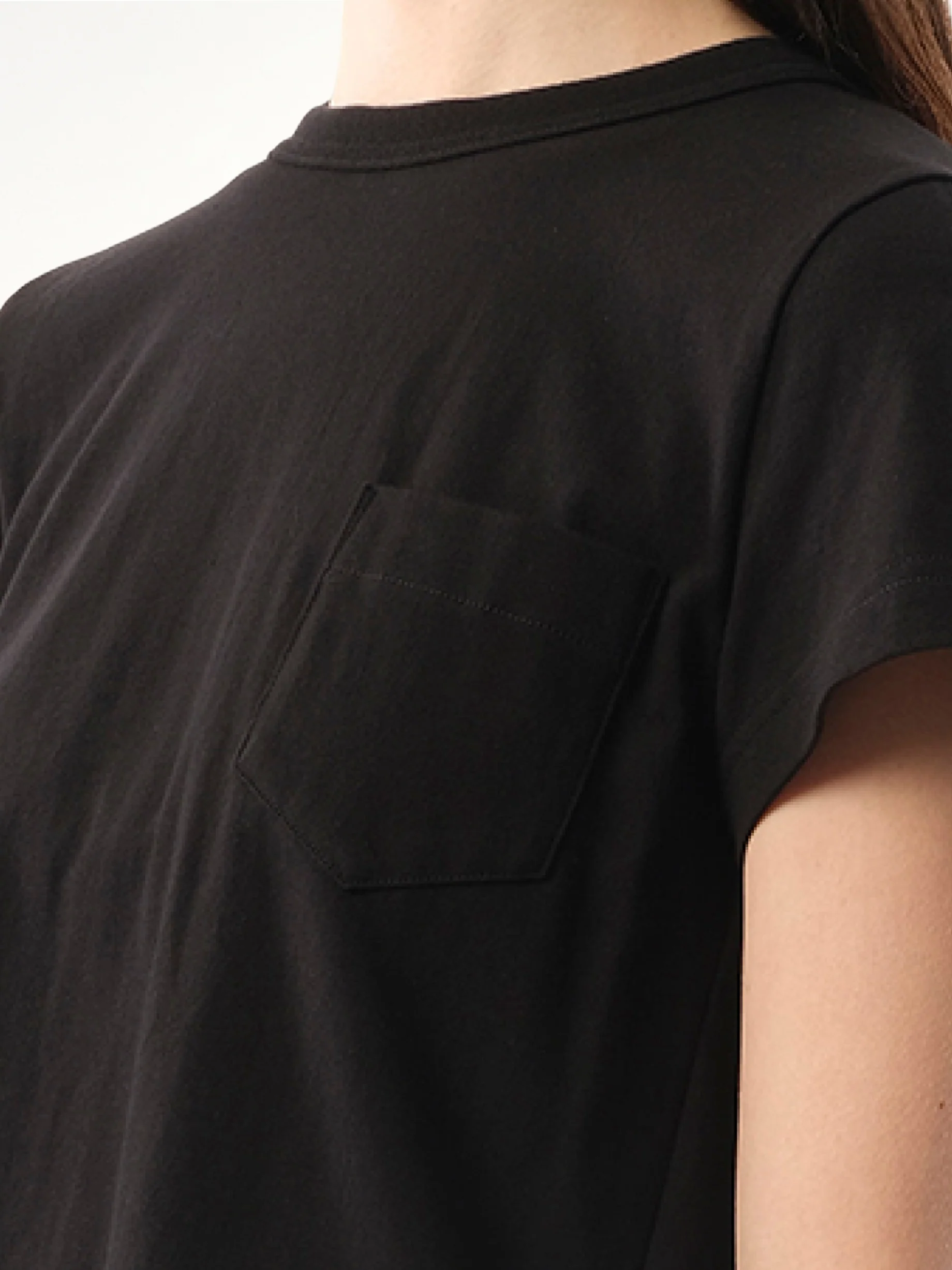 Cotton Poplin x Jersey T-Shirt in Black - Image 6