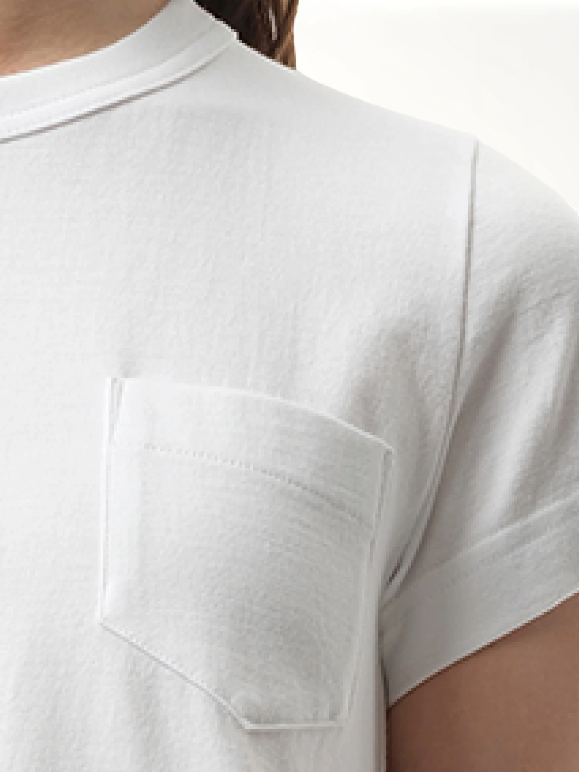 Cotton Poplin x Jersey T-Shirt in White/Off White - Image 3