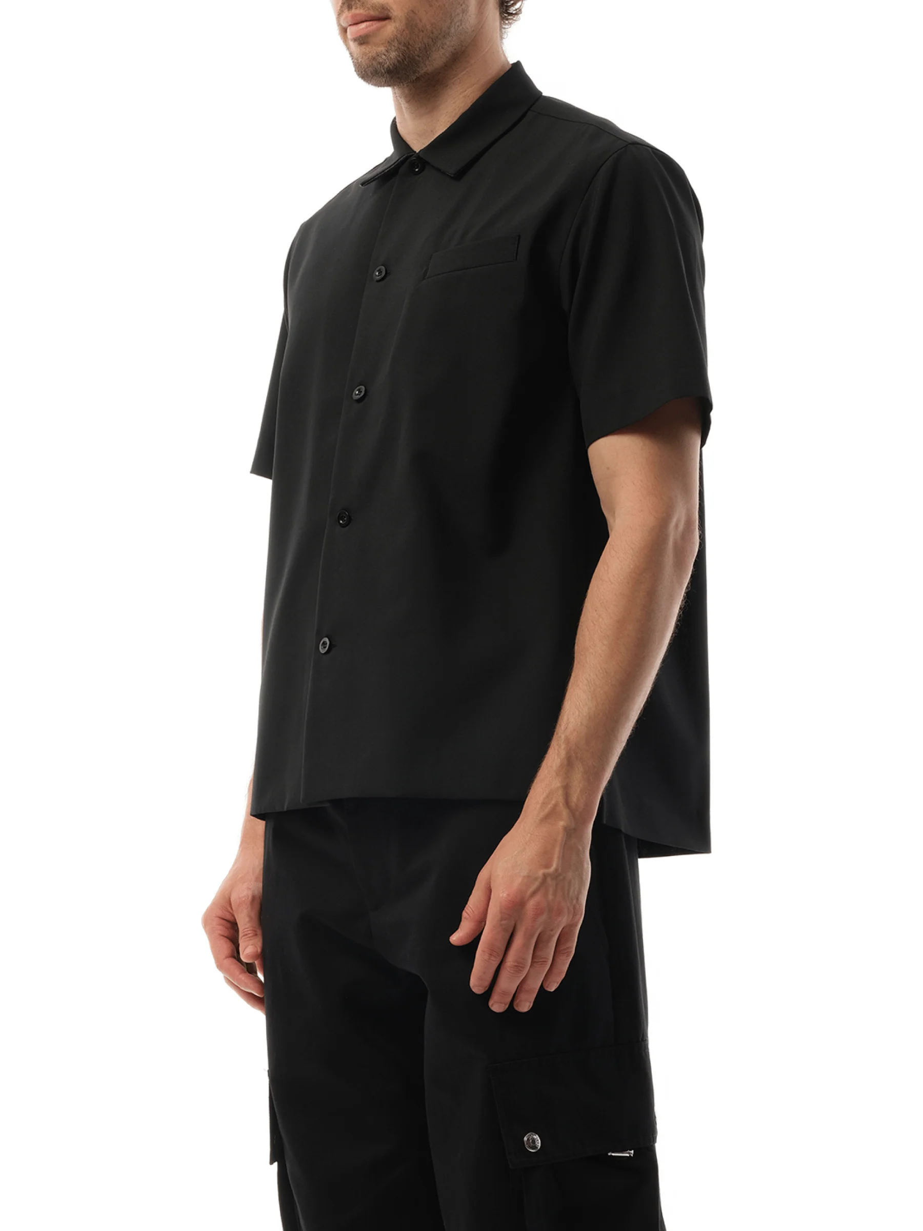 Cotton Suiting Shirt in Black - Image 5