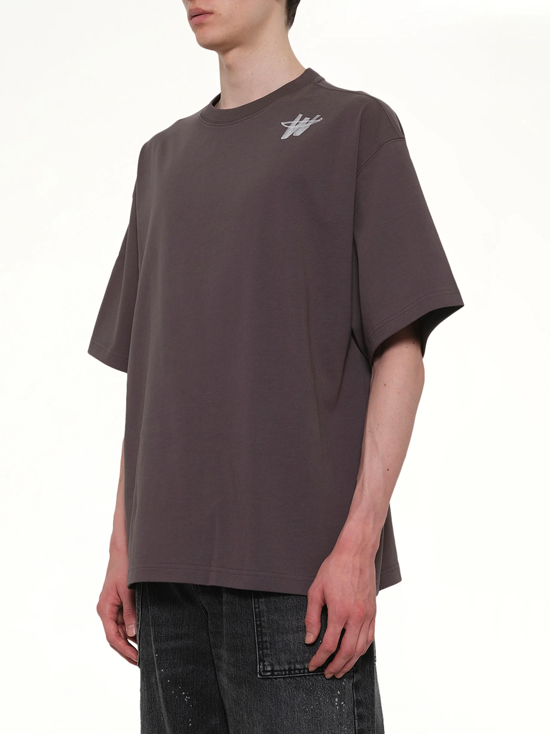 Cotton WD Logo T-Shirt in Charcoal - Image 3