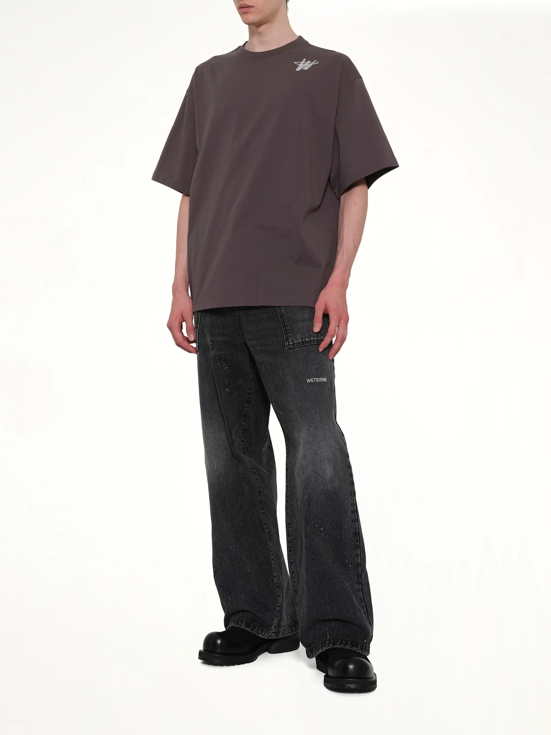 Cotton WD Logo T-Shirt in Charcoal - Image 4