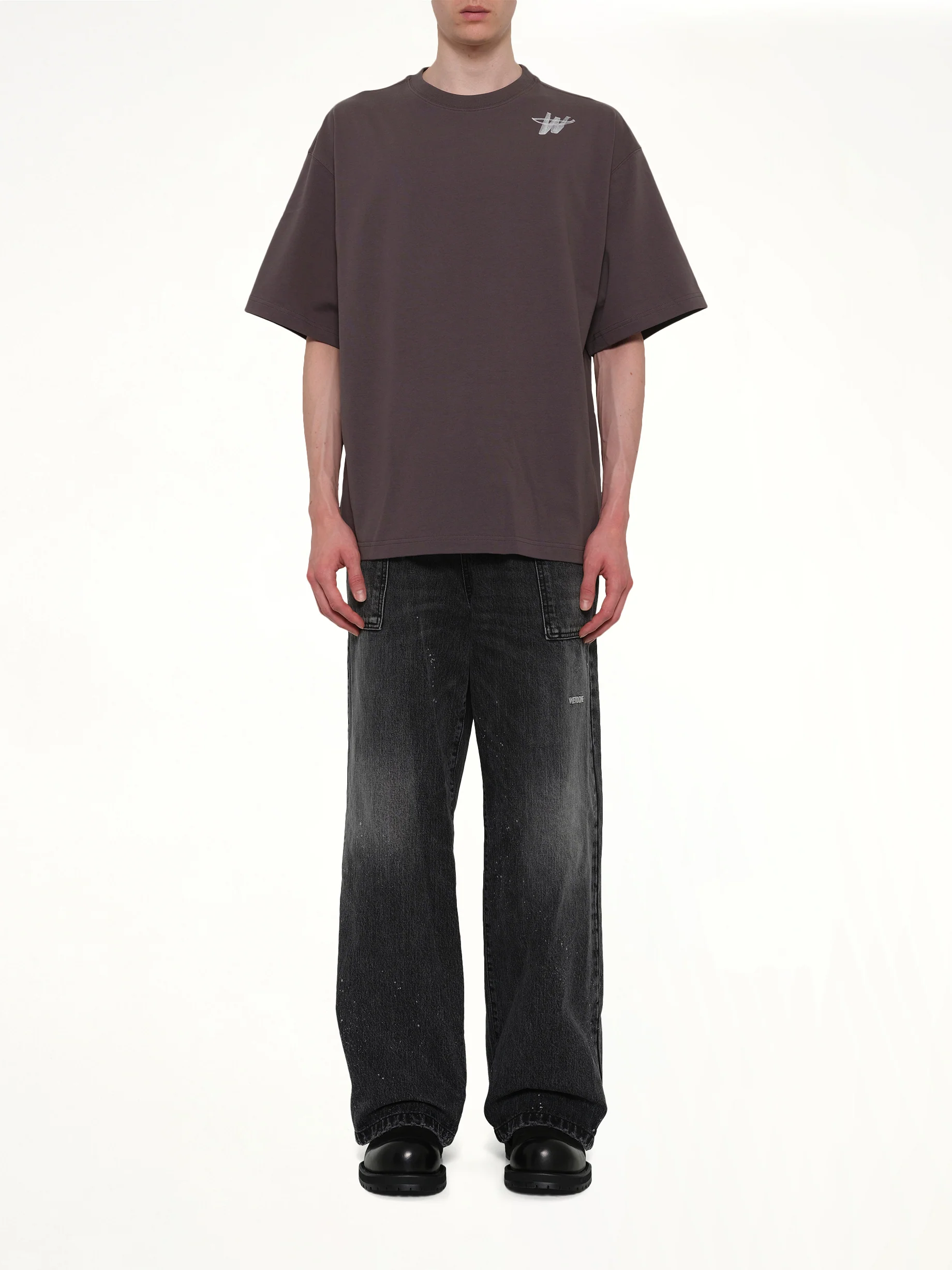 Cotton WD Logo T-Shirt in Charcoal - Image 7
