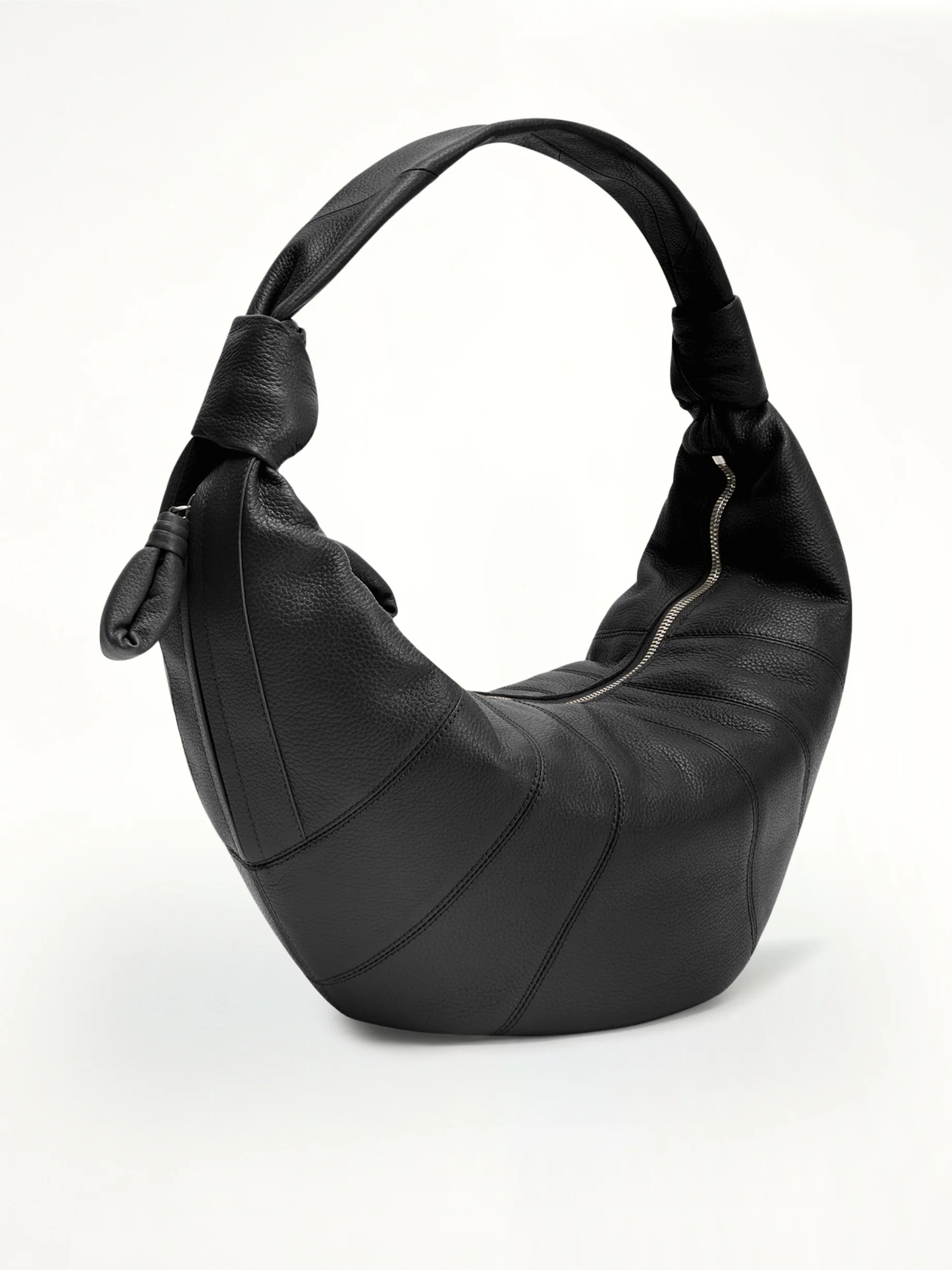 Cowhide Fortune Croissant Bag in Black - Image 2