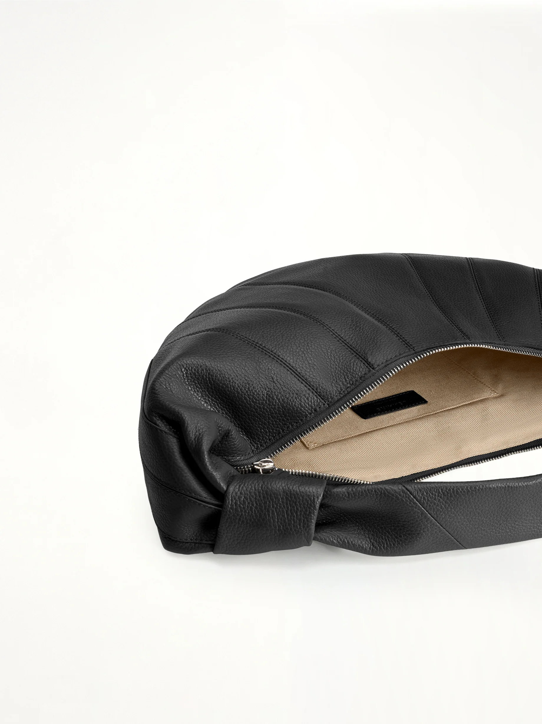 Cowhide Fortune Croissant Bag in Black - Image 3