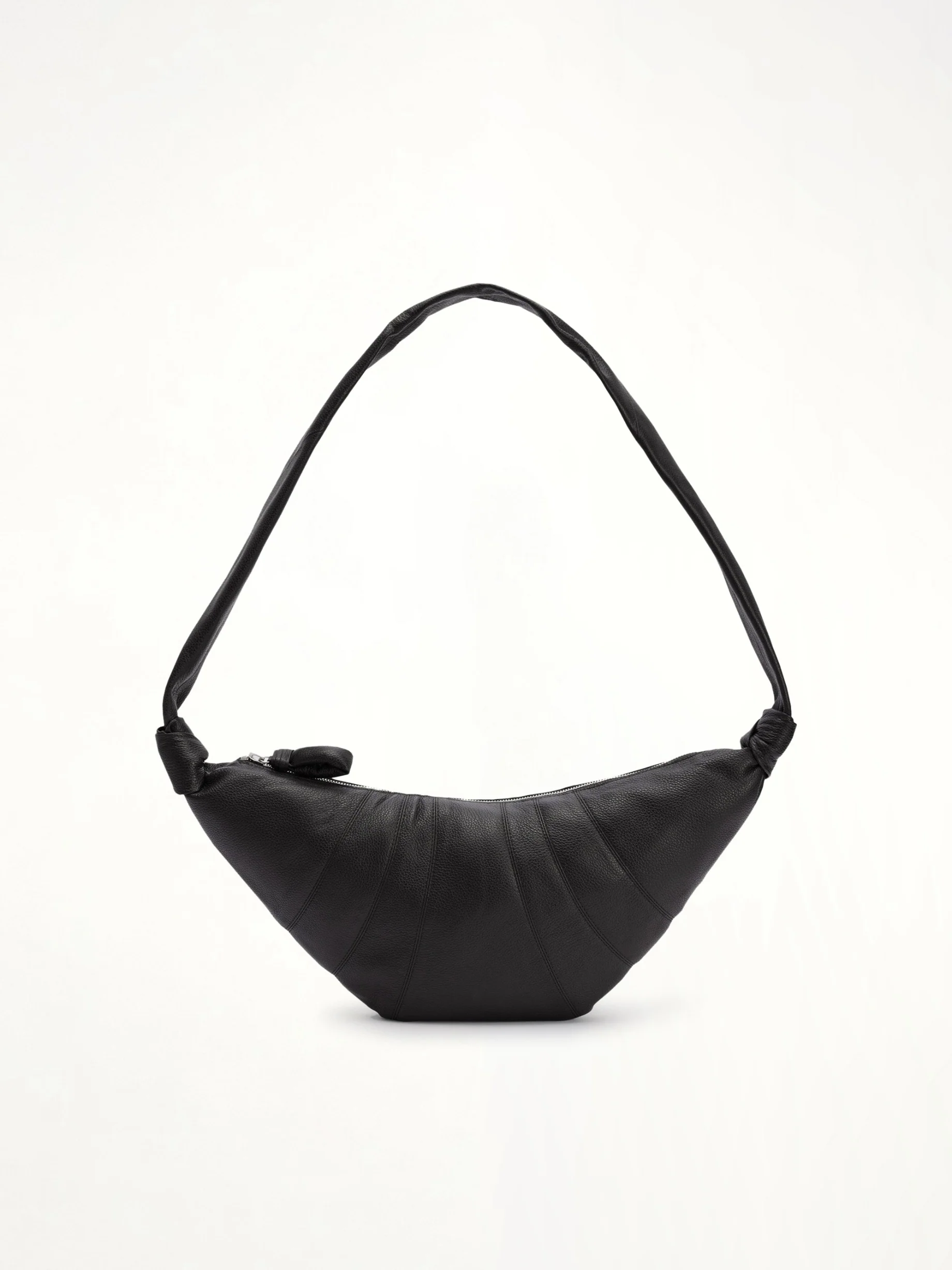 Cowhide Medium Croissant Bag in Black