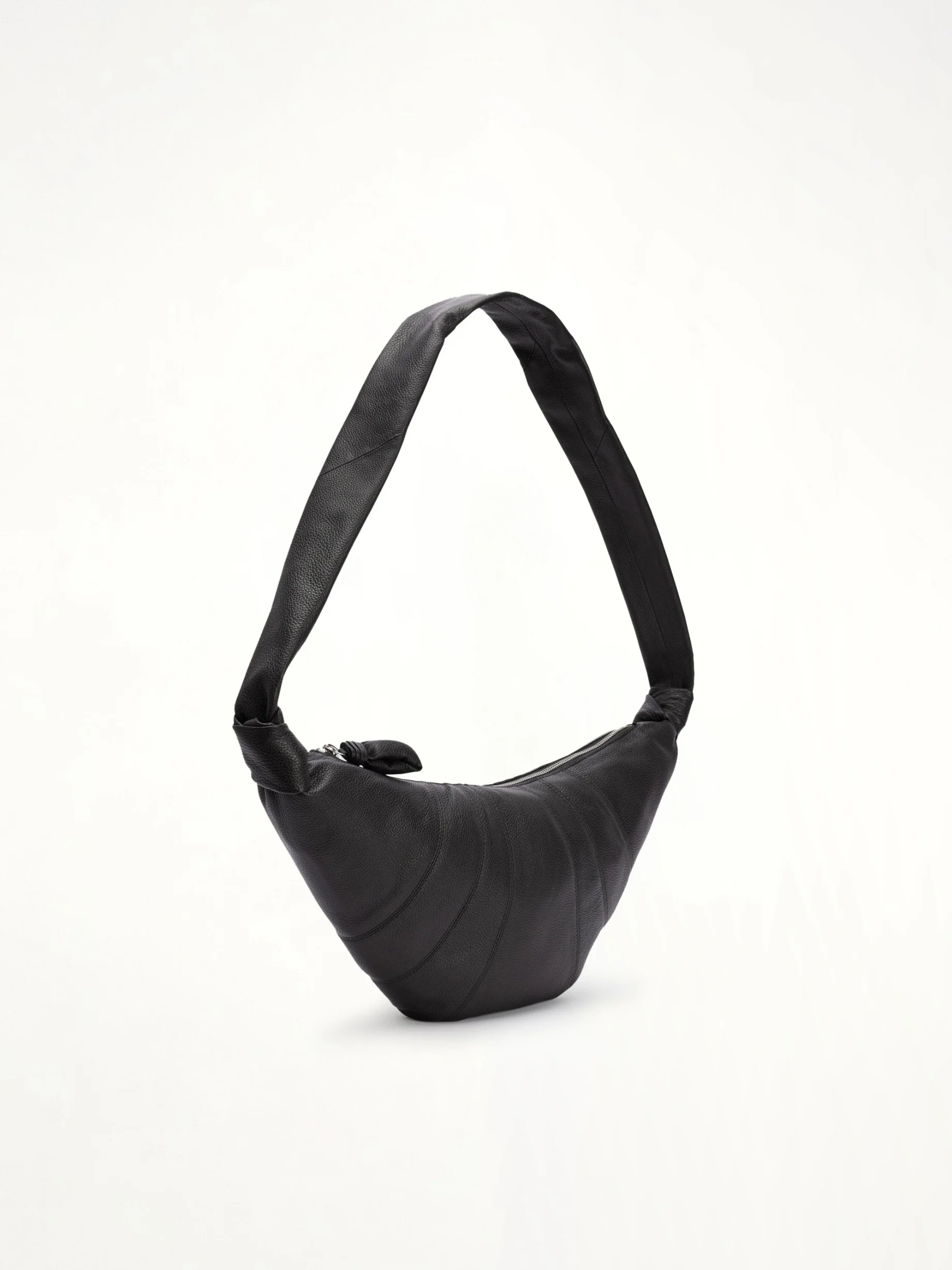 Cowhide Medium Croissant Bag in Black - Image 2