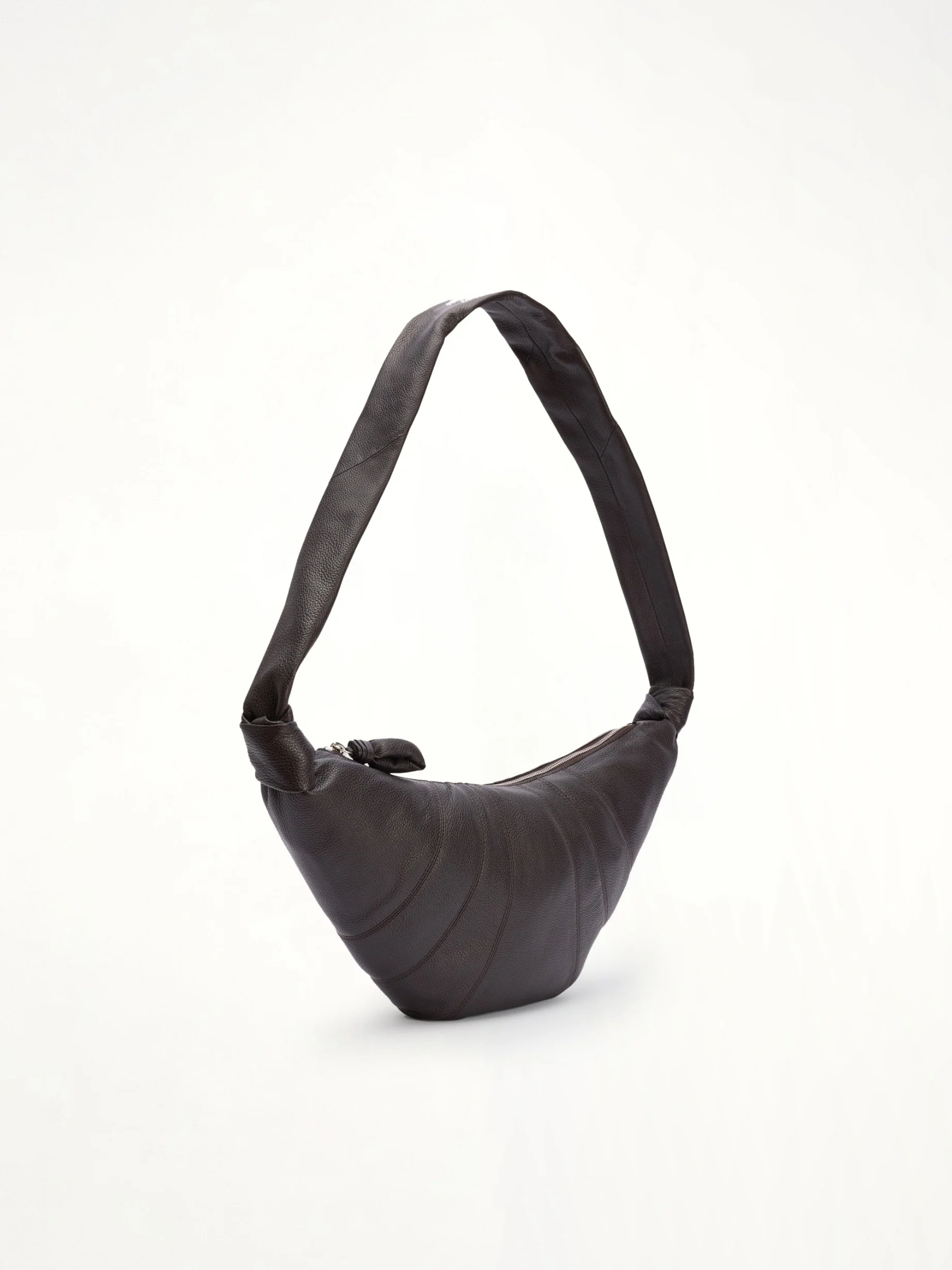 Cowhide Medium Croissant Bag in Dark Chocolate - Image 2