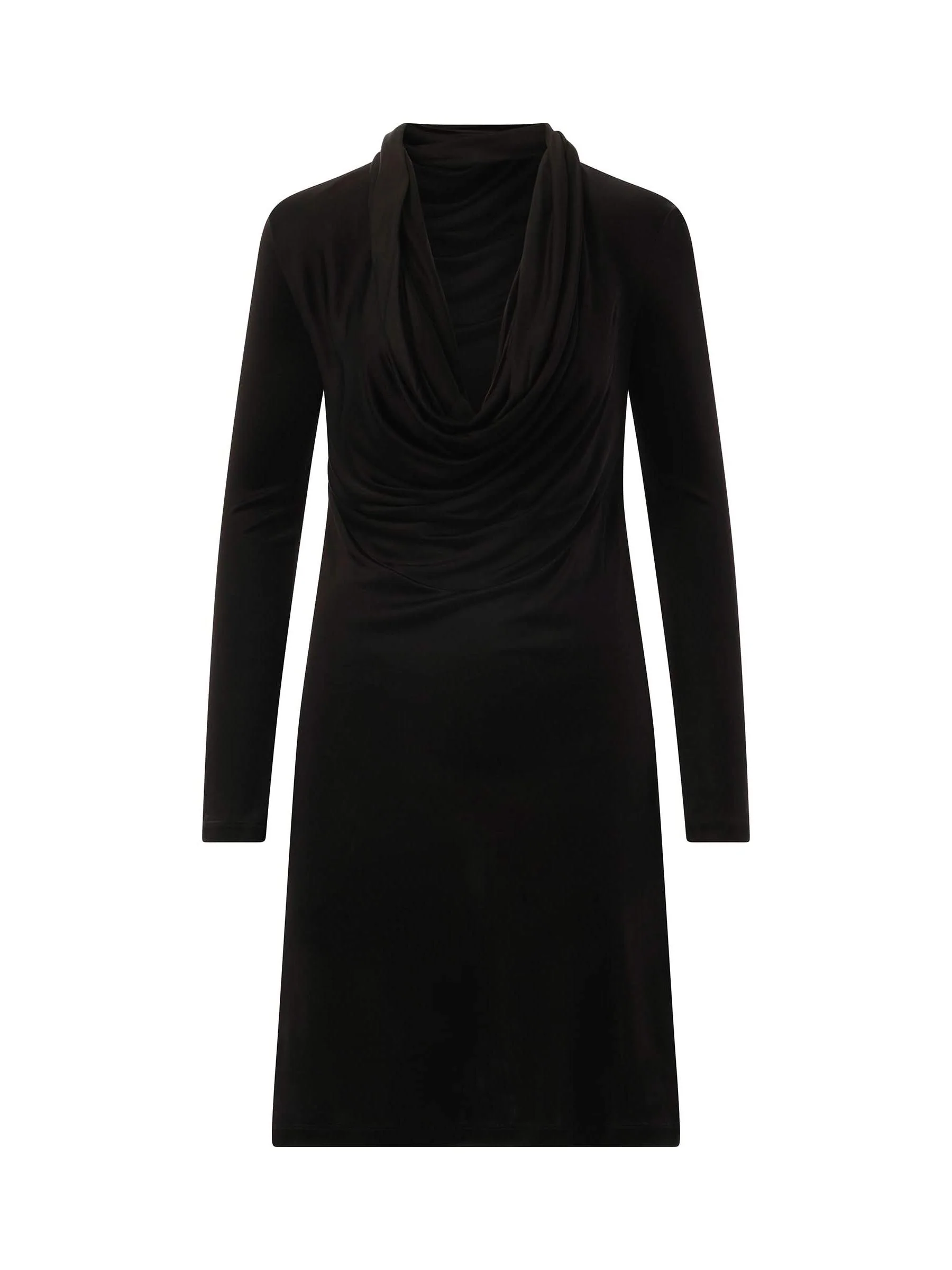 Cowl Liquid Dress in Black - Image 2