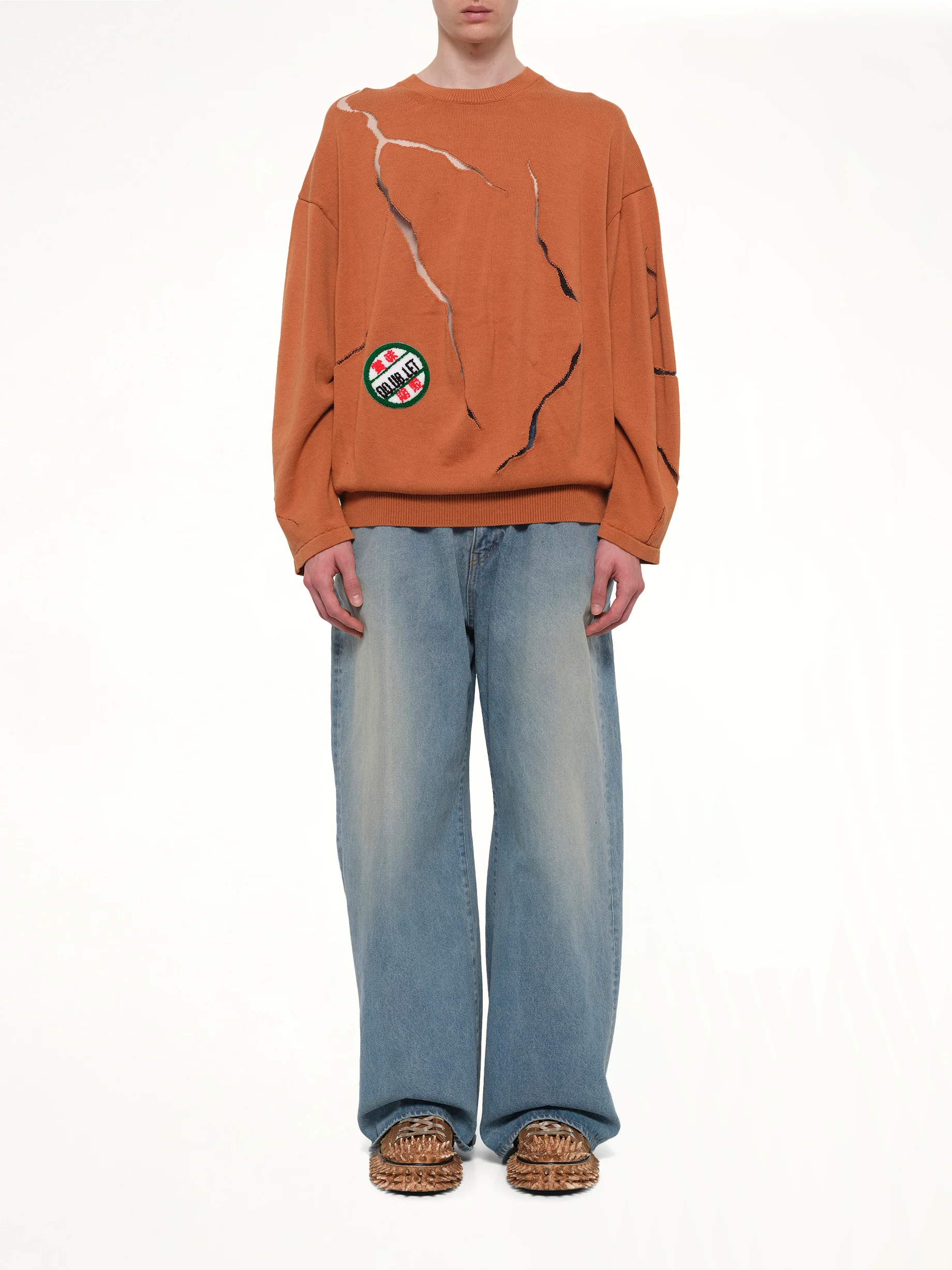 Cracked Egg Knit Pullover in Brown - Image 7