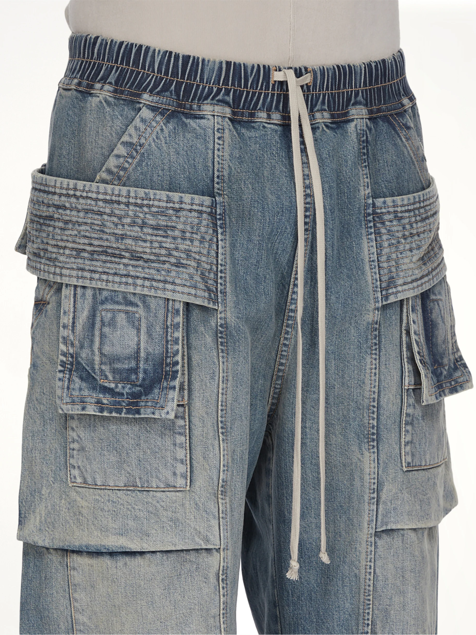 Creatch Wide Cargo Drawstring in Washed Indigo - Image 4
