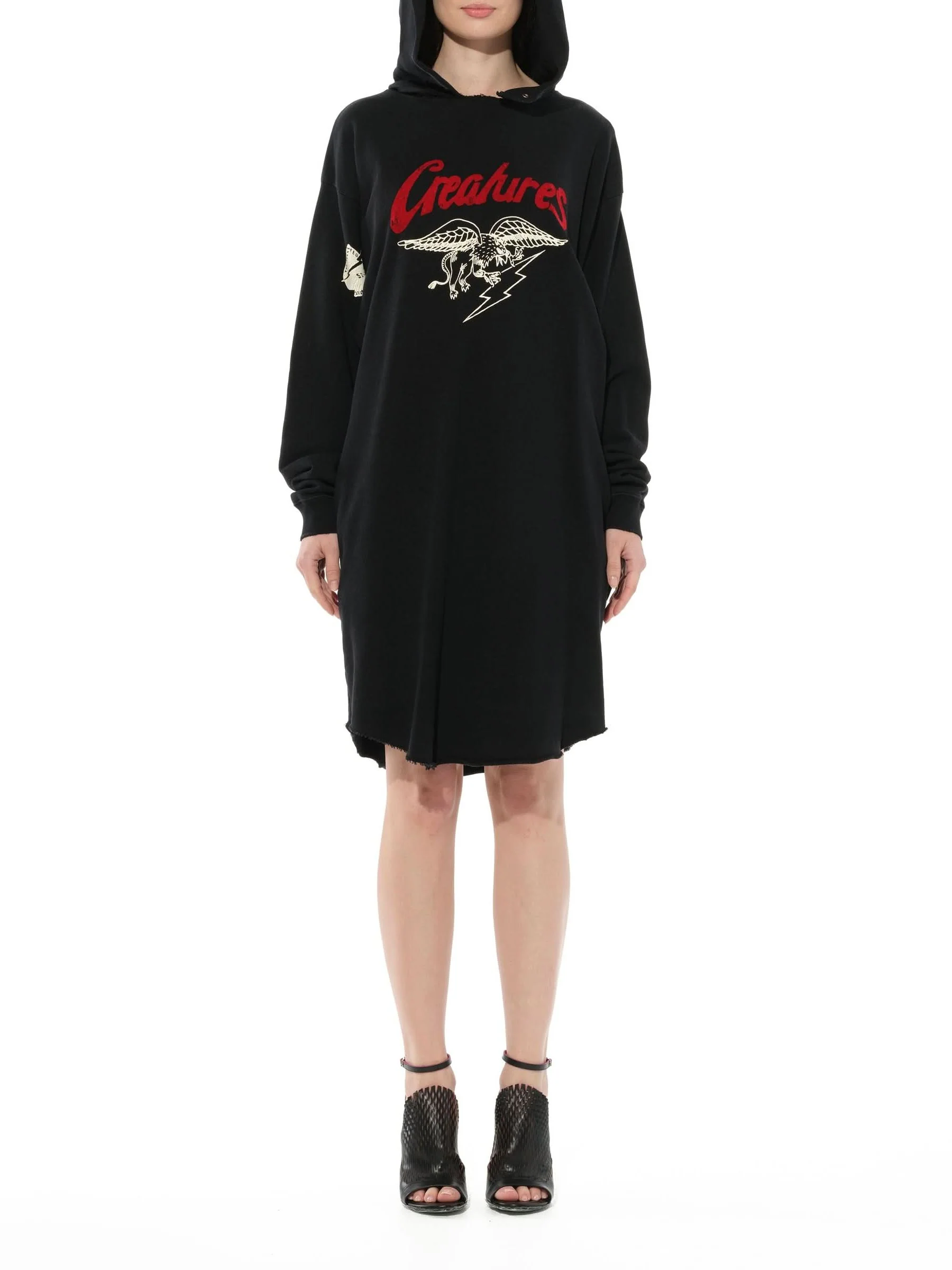 Creatures Hooded Dress in Black - Image 4