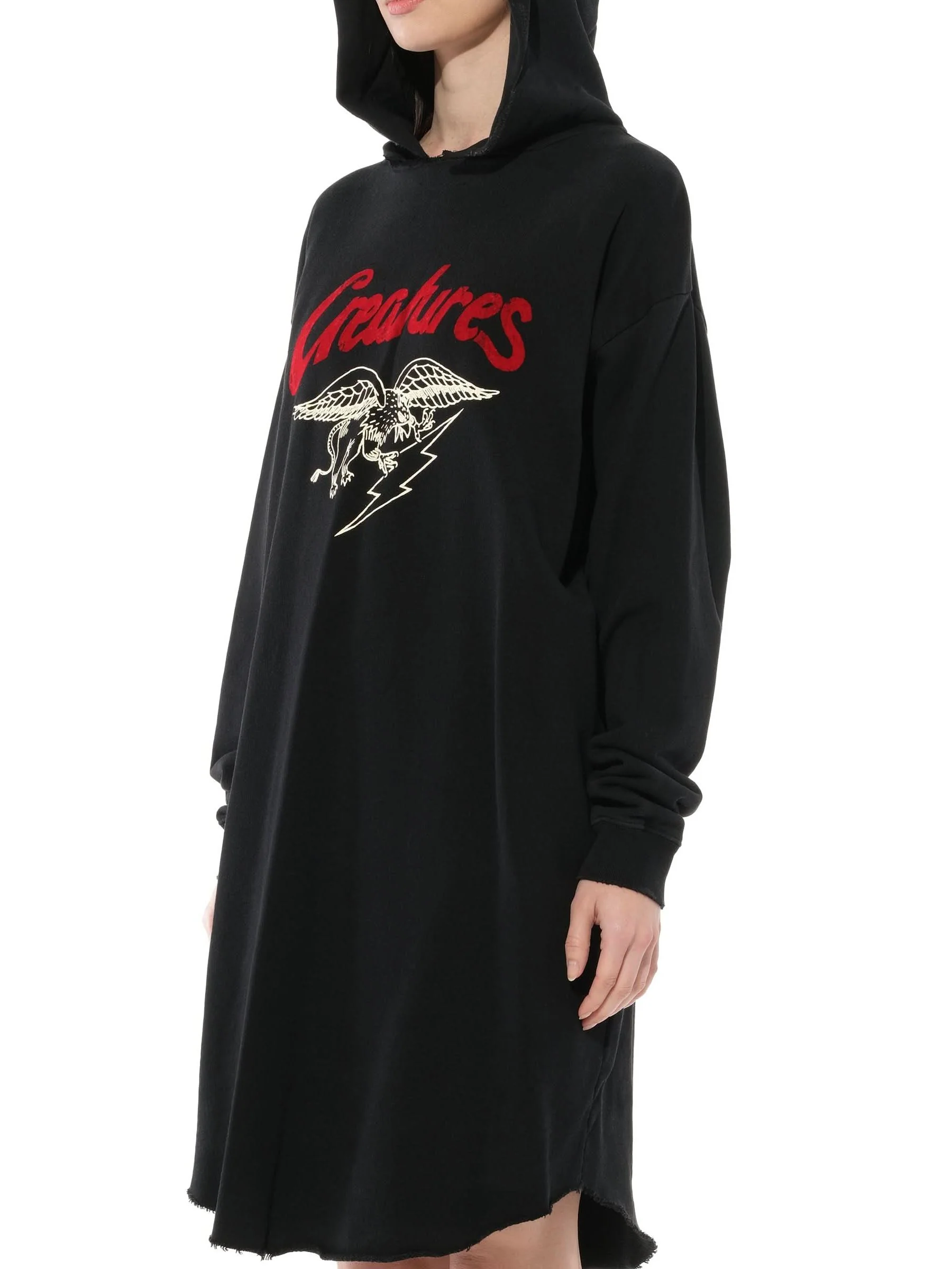 Creatures Hooded Dress in Black - Image 5