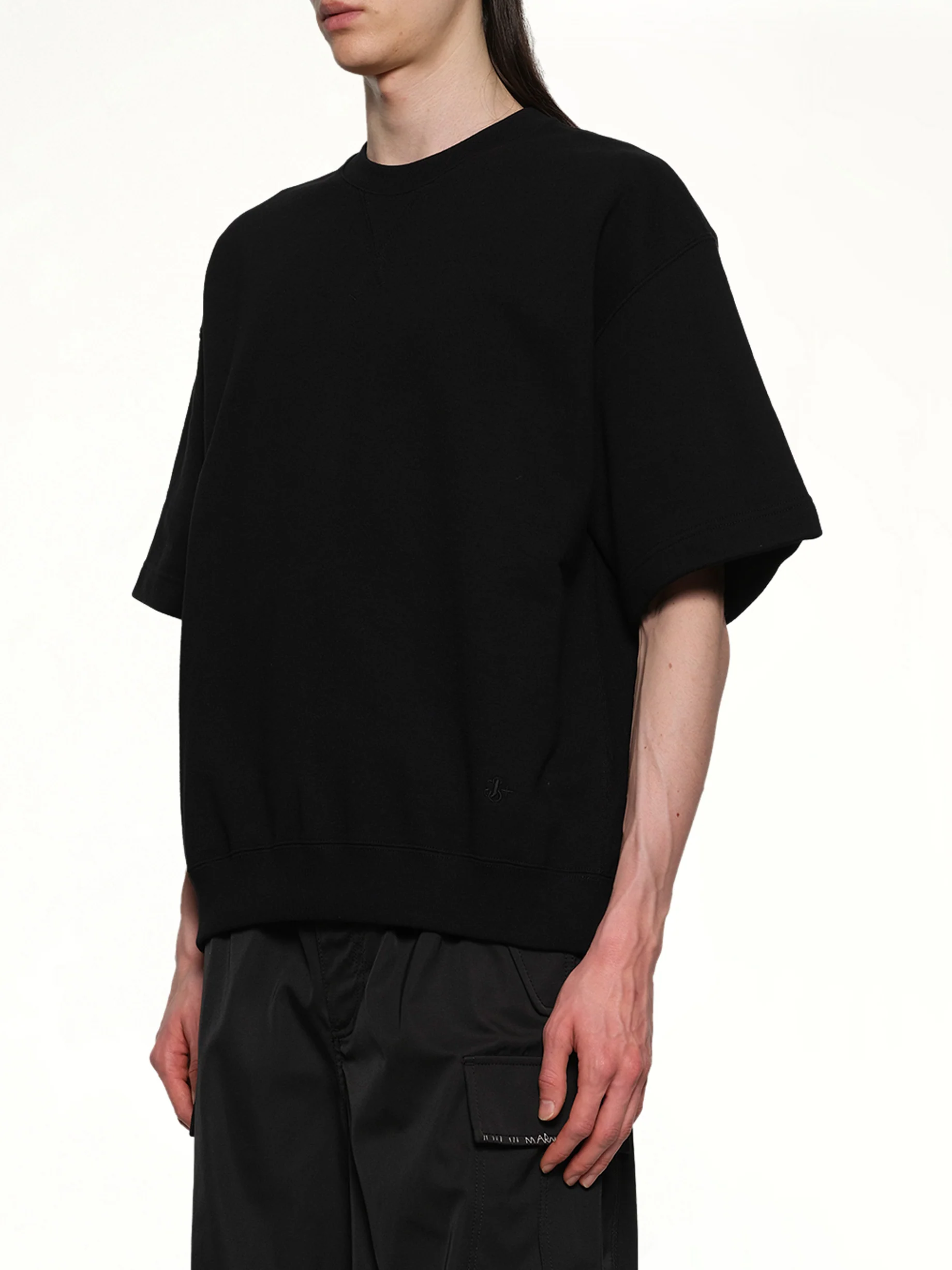 Crewneck Short Sleeve Sweatshirt in Black - Image 3