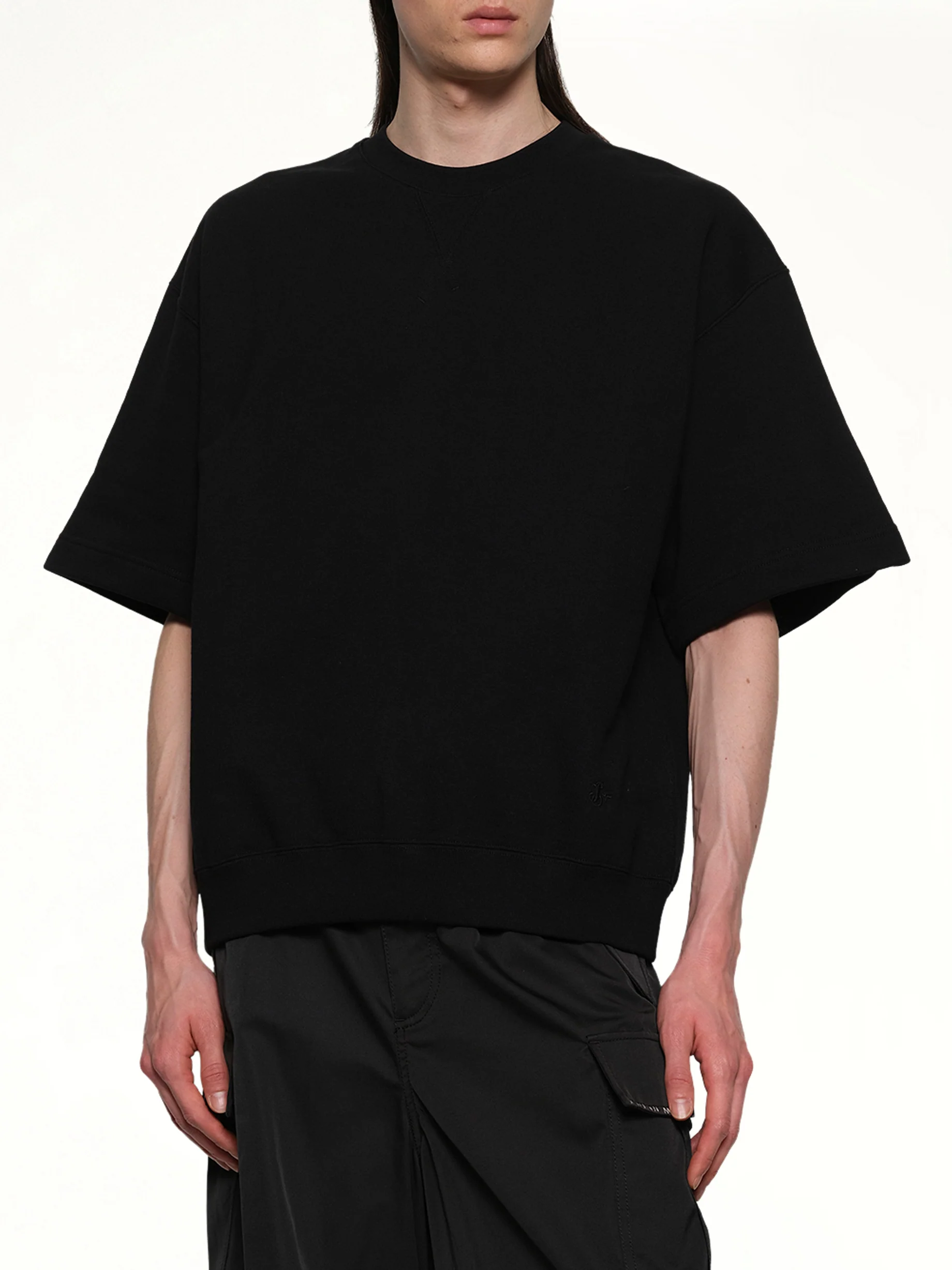 Crewneck Short Sleeve Sweatshirt in Black - Image 6