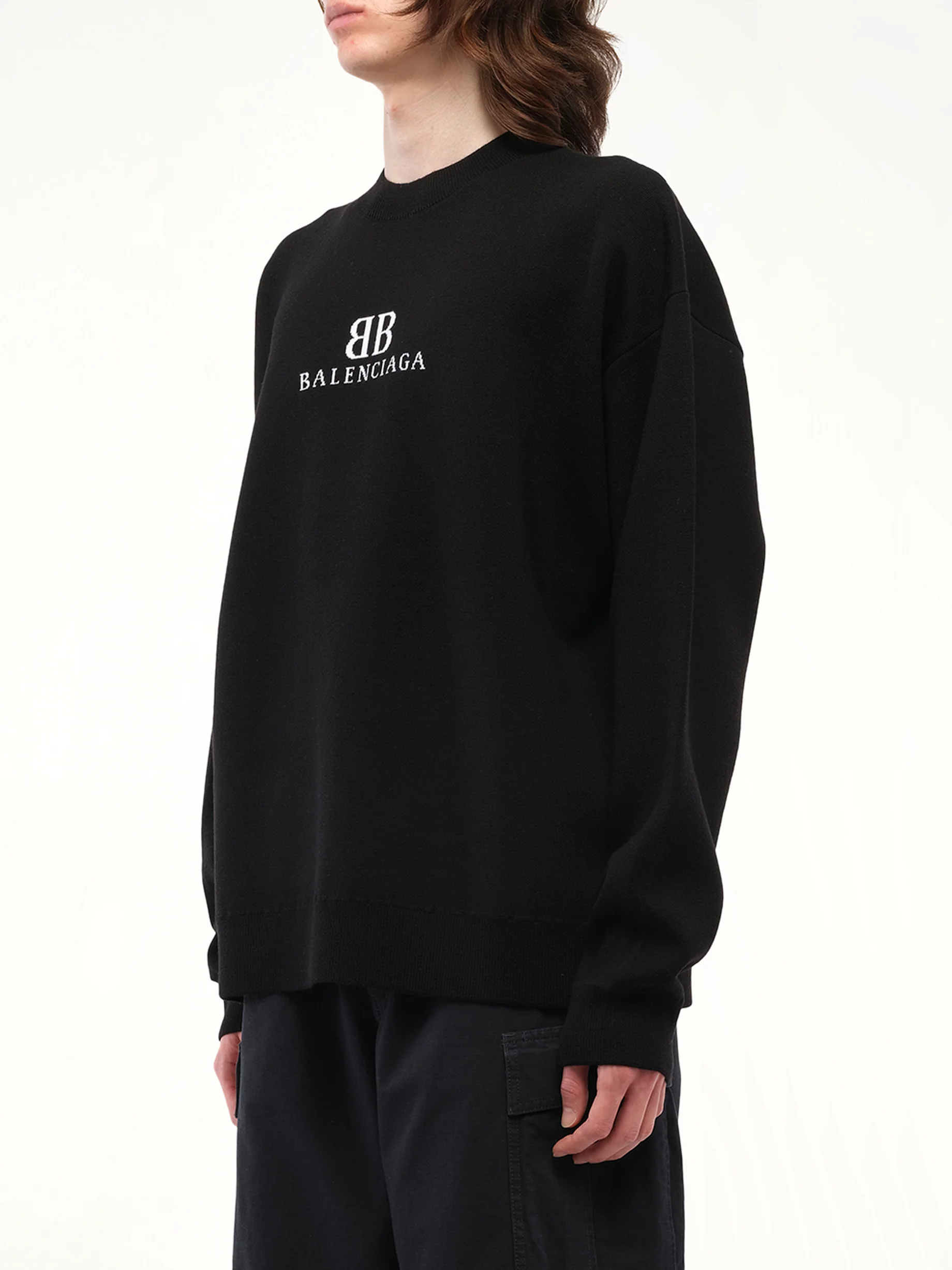 Crewneck Sweater in Black/White - Image 5
