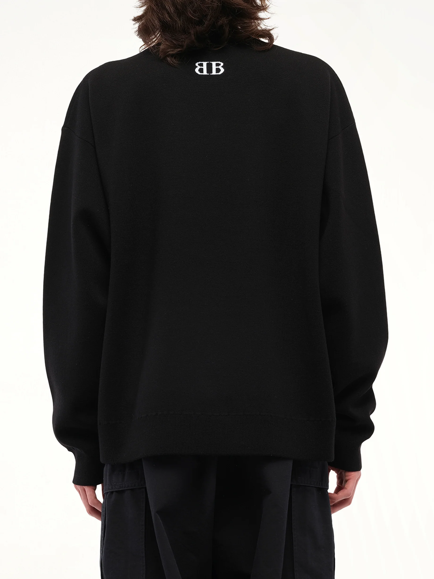 Crewneck Sweater in Black/White - Image 6