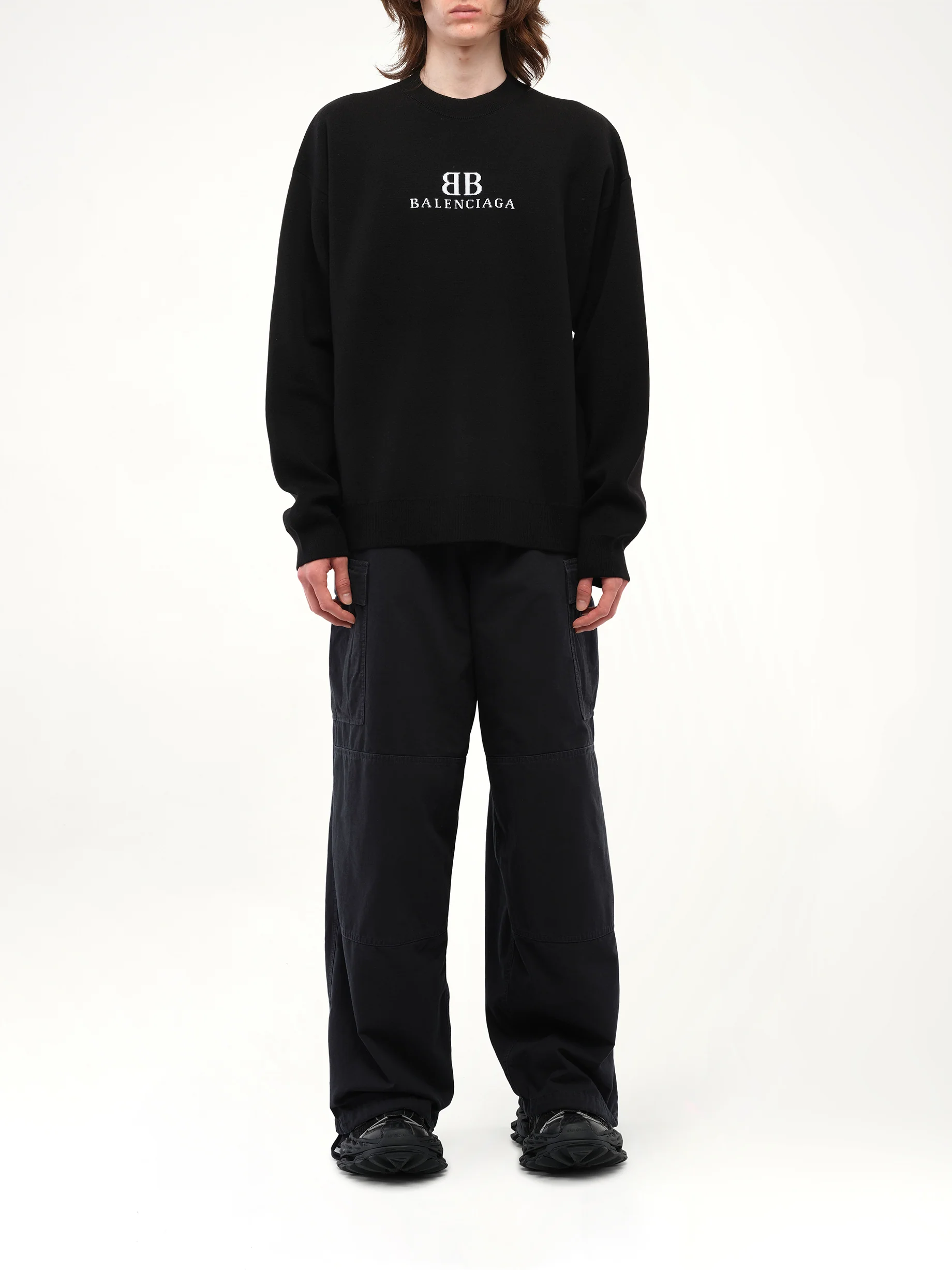 Crewneck Sweater in Black/White - Image 7