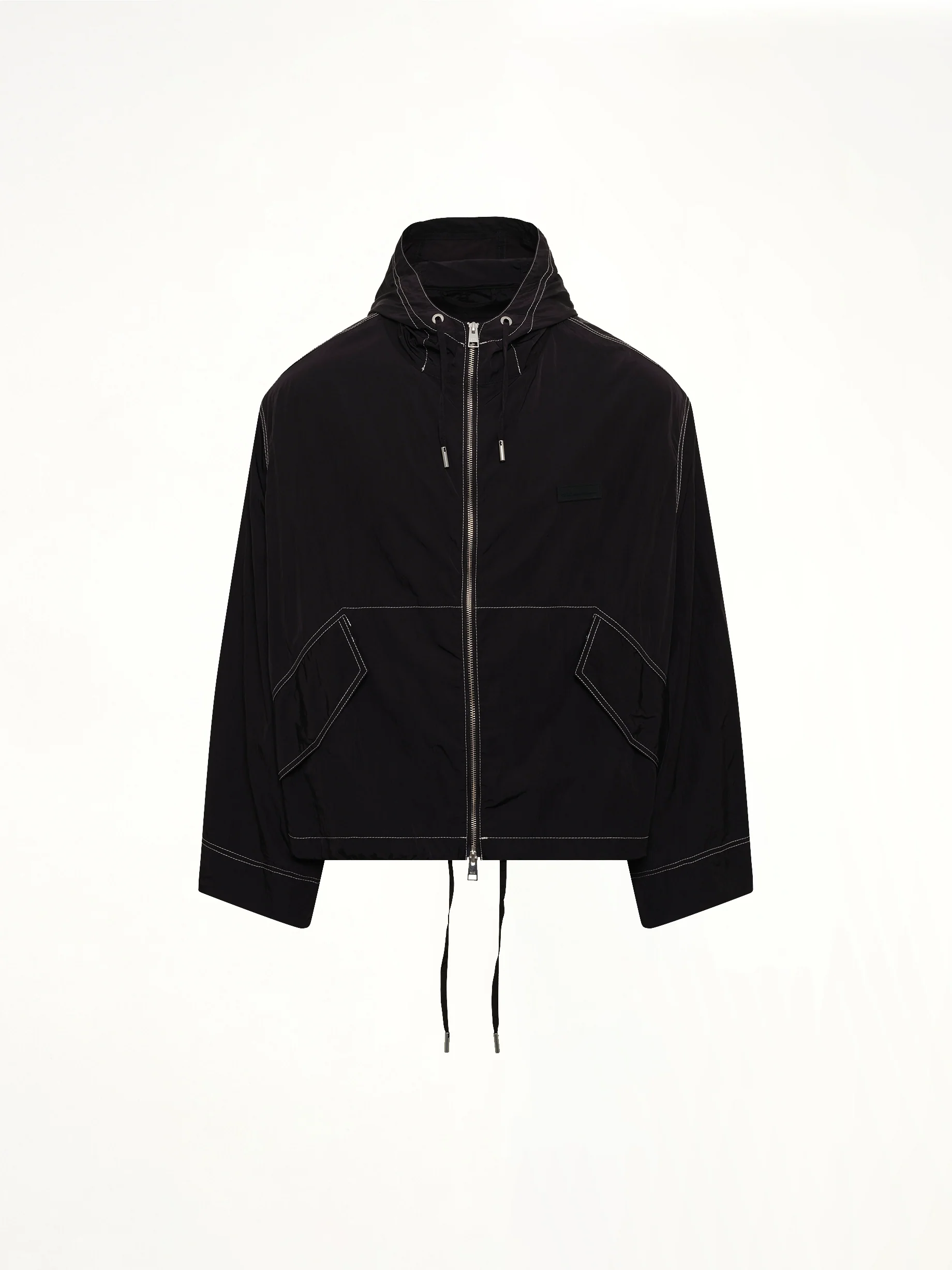Crinkle Nylon Zipped Jacket in Black - Image 2