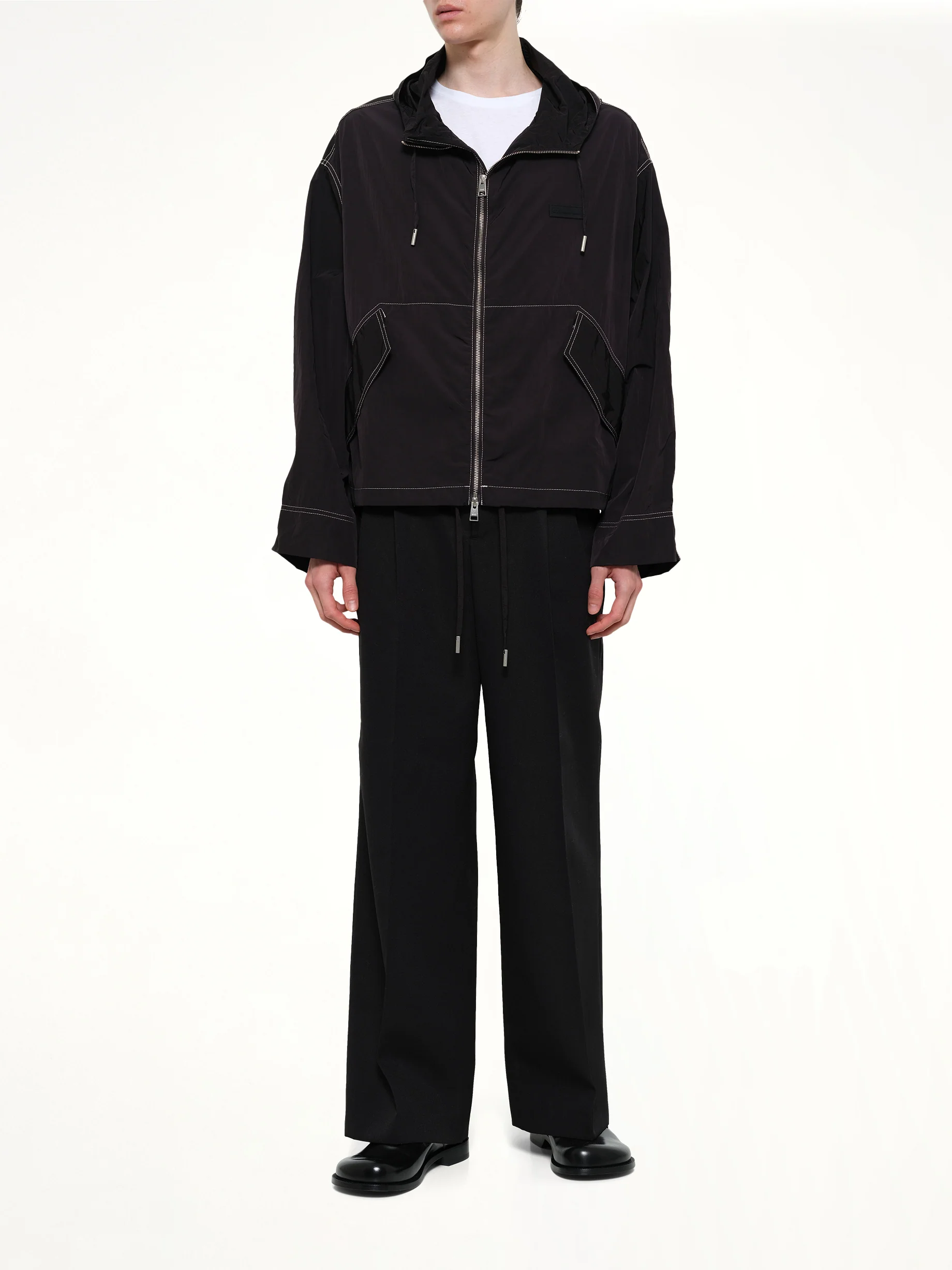 Crinkle Nylon Zipped Jacket in Black - Image 4