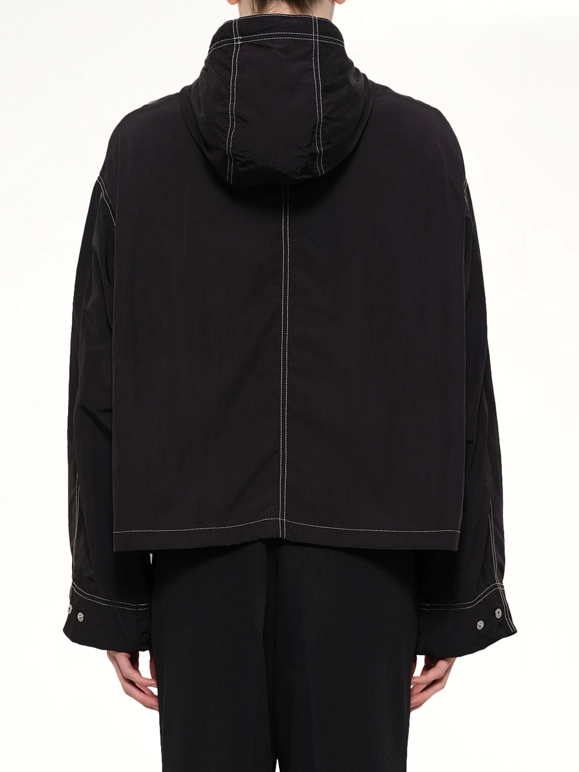 Crinkle Nylon Zipped Jacket in Black - Image 5