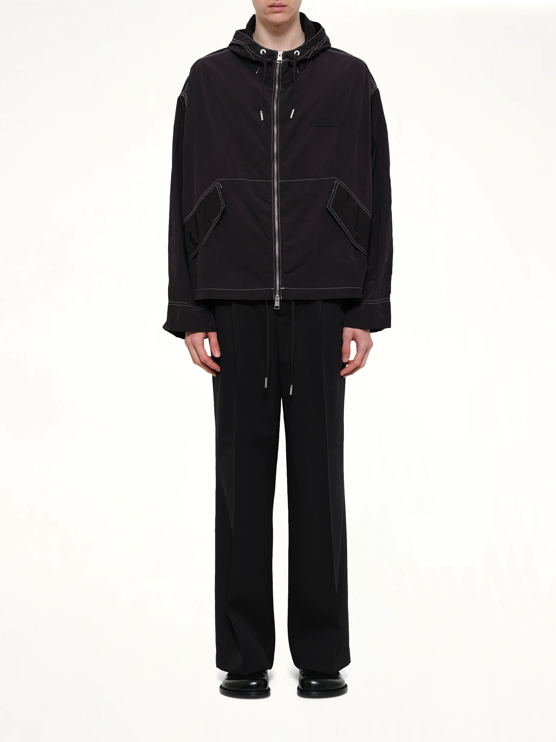 Crinkle Nylon Zipped Jacket in Black - Image 7