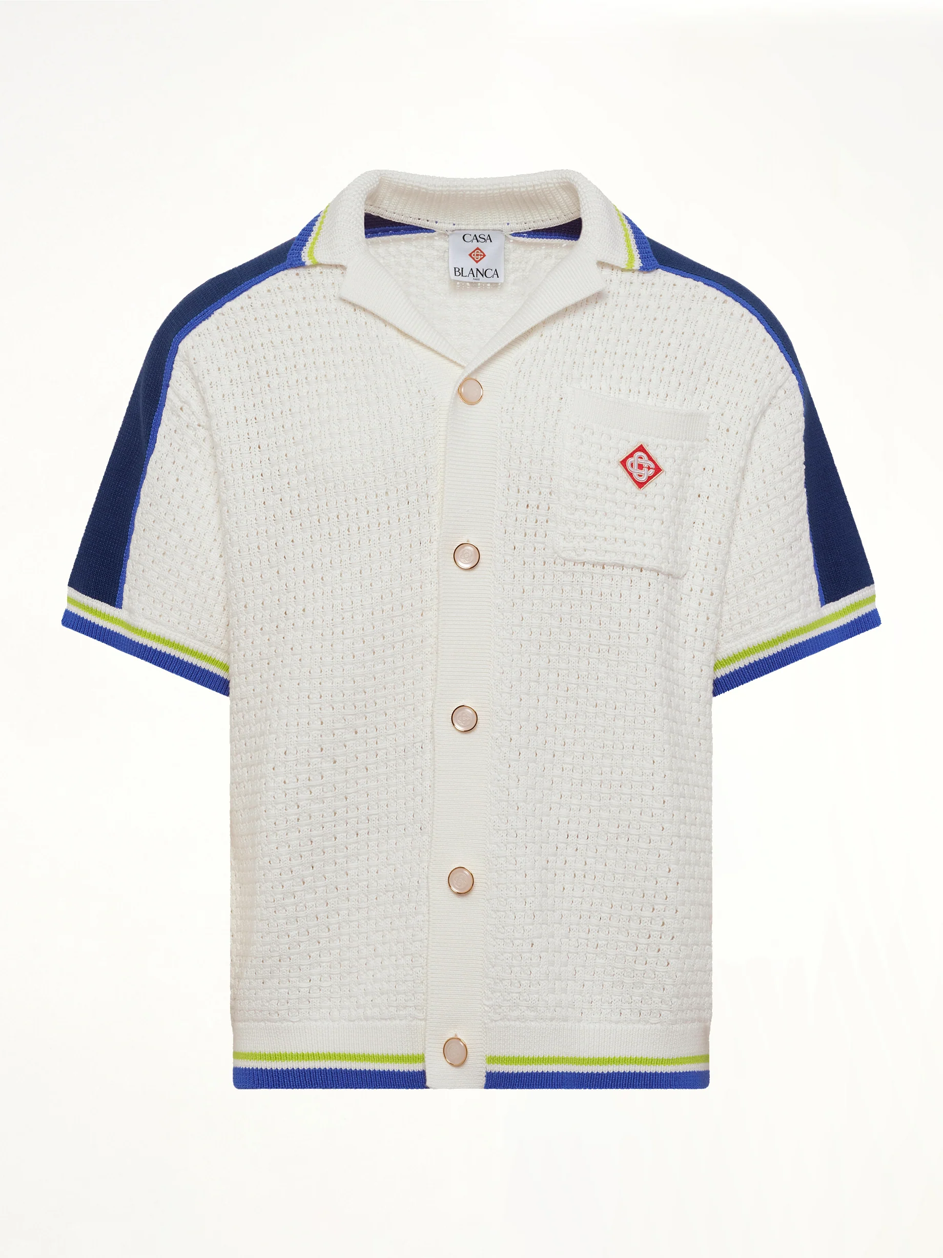 Crochet Shirt in Navy/White - Image 2