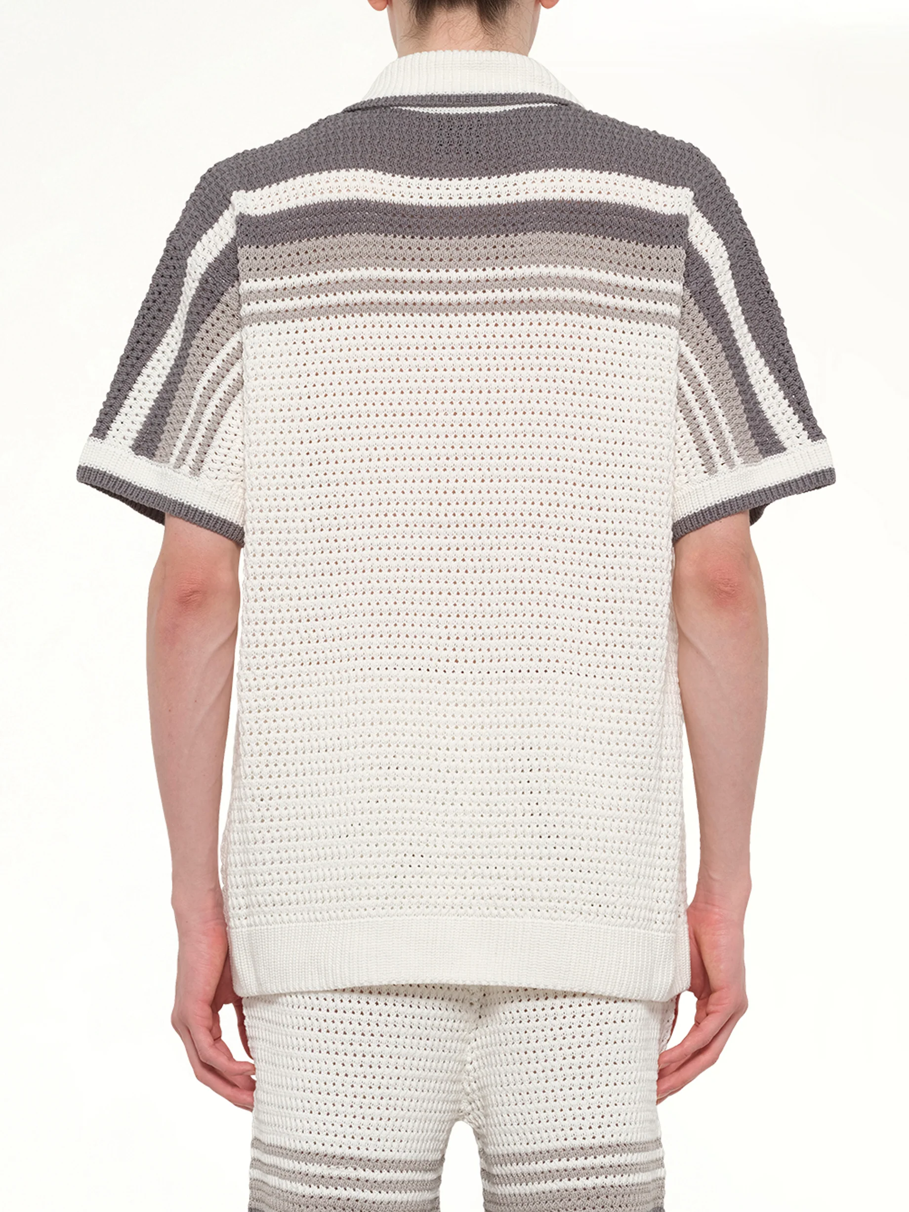 Crochet Shirt in White/Grey - Image 5