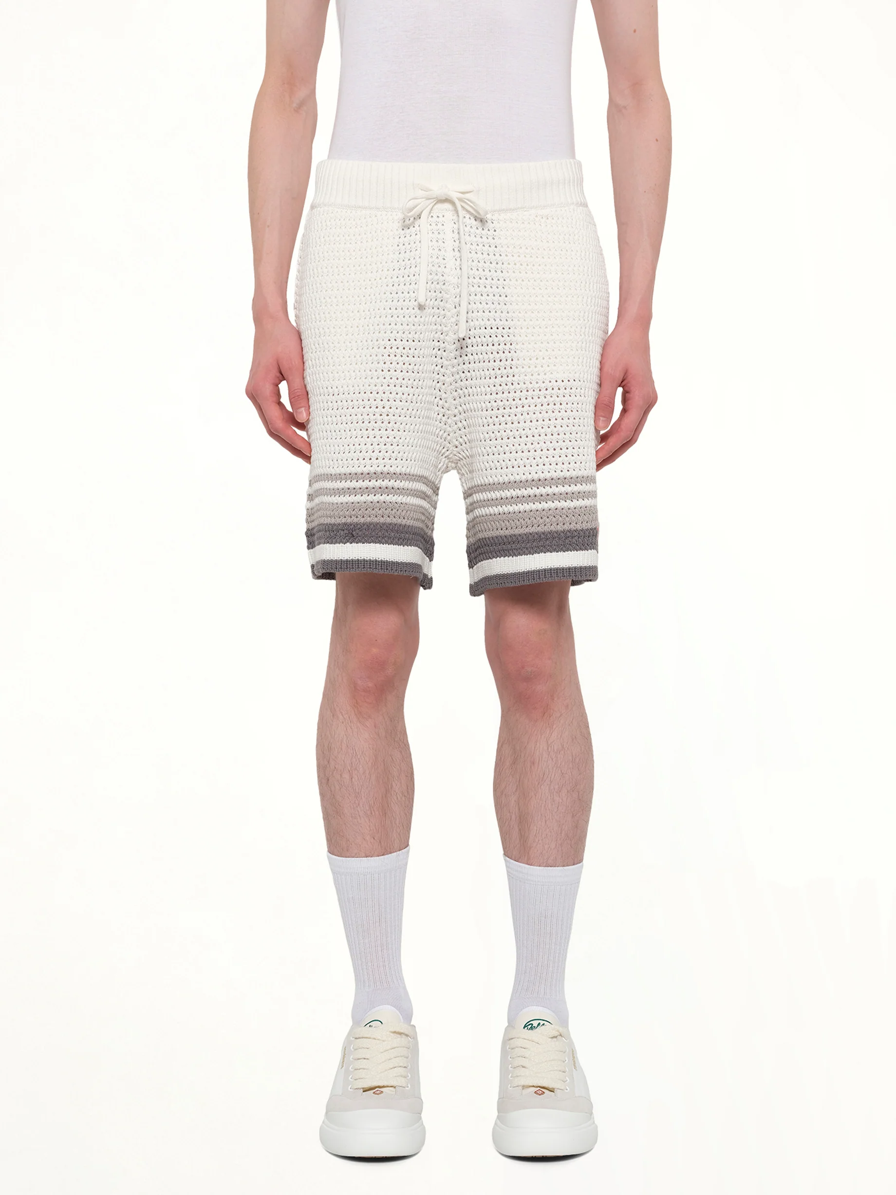 Crochet Shorts in White/Grey