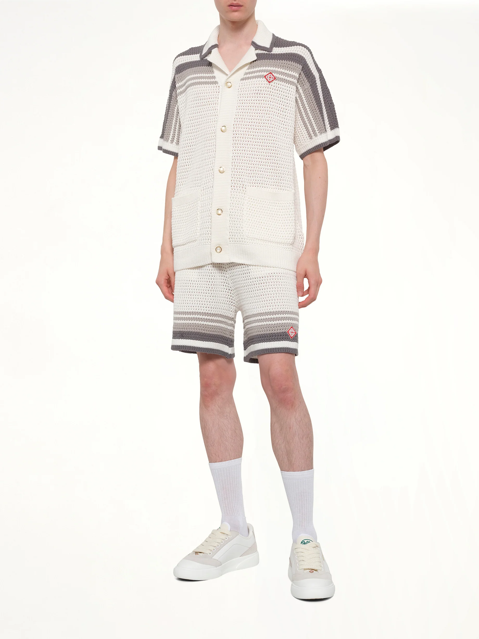 Crochet Shorts in White/Grey - Image 4