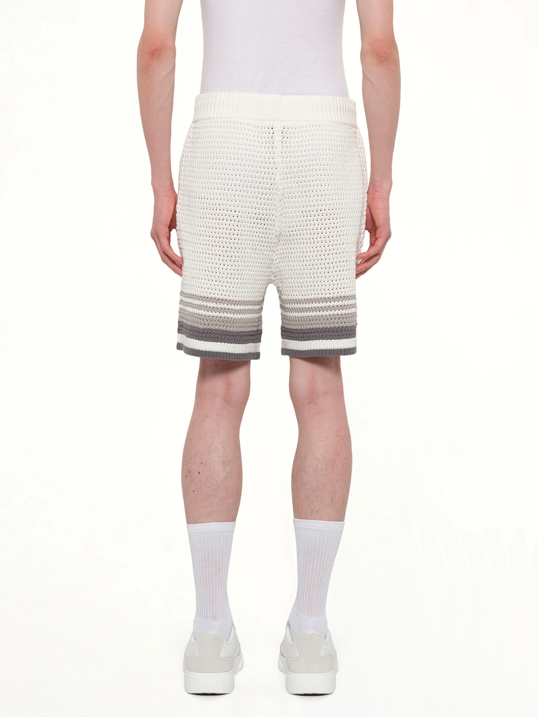 Crochet Shorts in White/Grey - Image 5