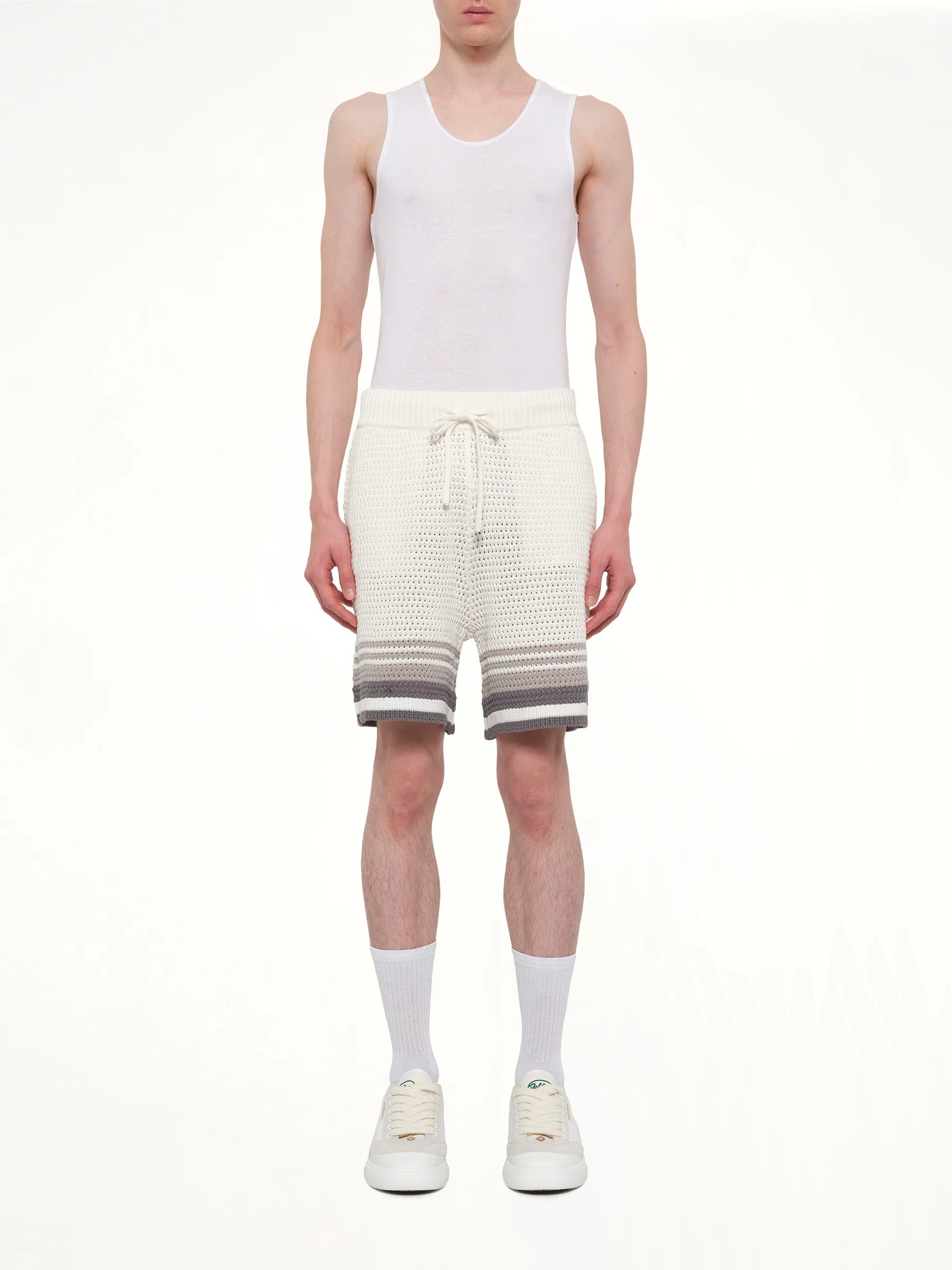 Crochet Shorts in White/Grey - Image 7
